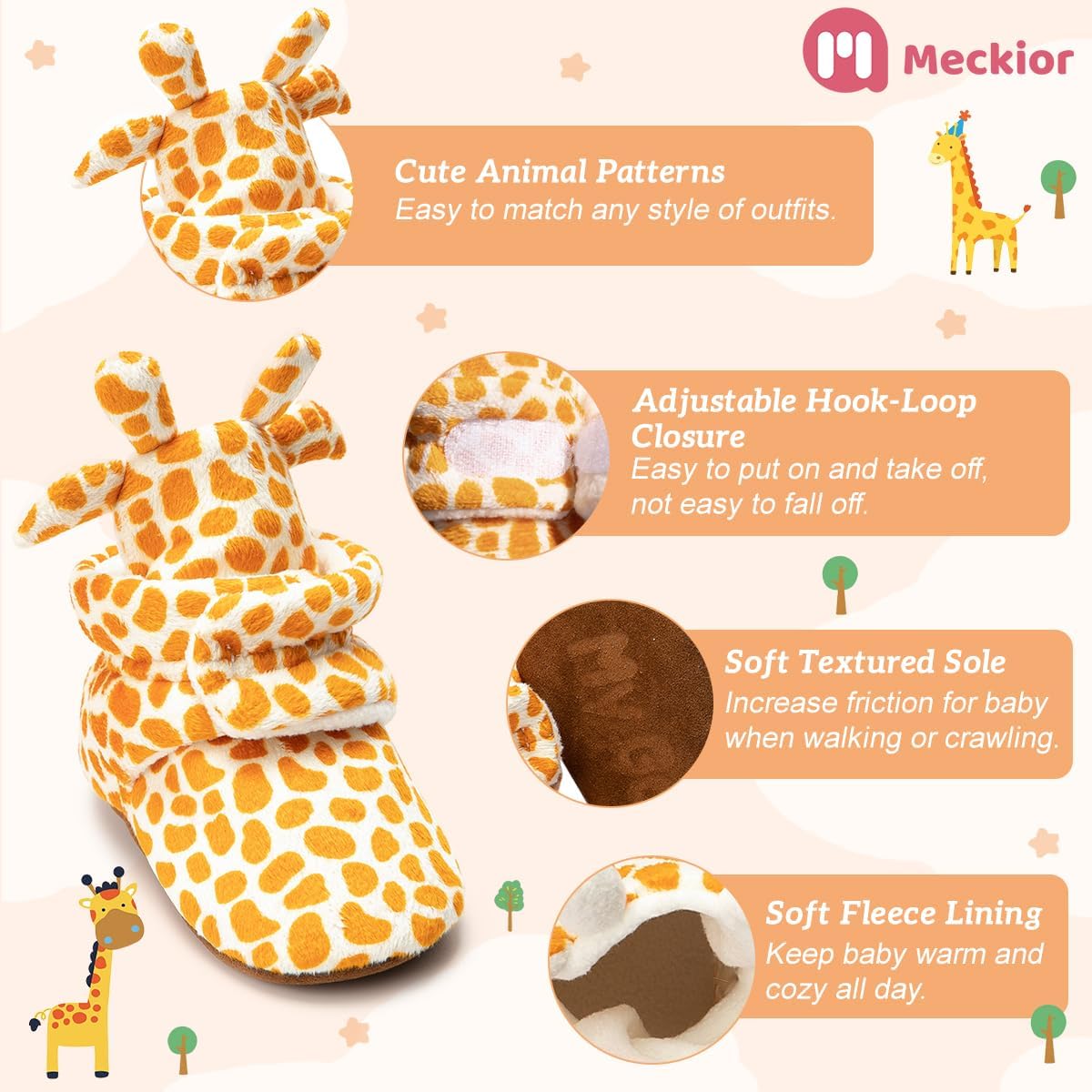 Perfect Warm Fleece Winter Booties for Babies Concise Comfy First Walkers
