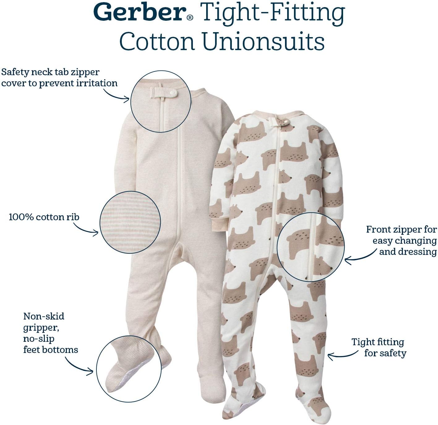 Gerber Baby Boys 2-Pack Footed Pajamas