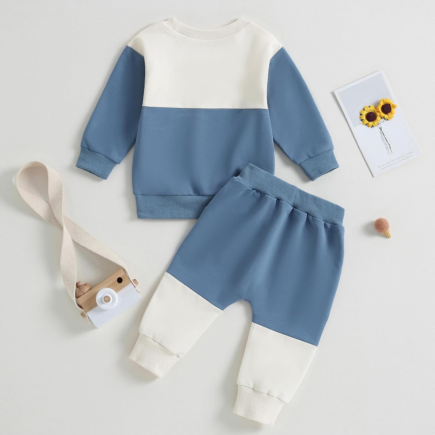Kupretty Toddler Boy Winter Color Block Sweatshirt Set