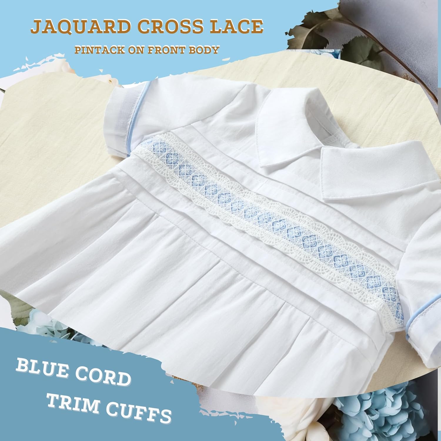 Booulfi Baptism Boys White Romper Premium Soft Durable