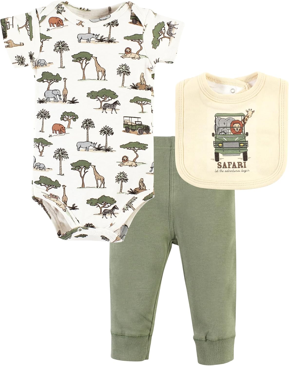 Ultimate baby essential - Hudson Baby Unisex Cotton Bodysuit Pant and Bib Set