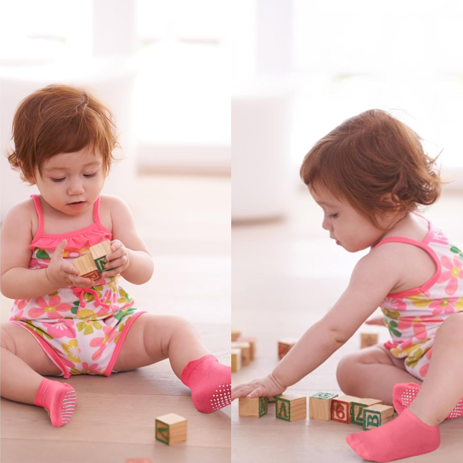 SkiBeaut 12 Pairs Toddler Non Slip Socks for Kids
