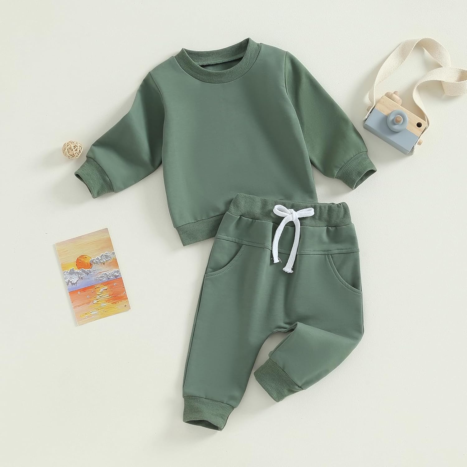 Tiacham Unisex Baby Clothes 2 Piece Sweatshirt Pant Set