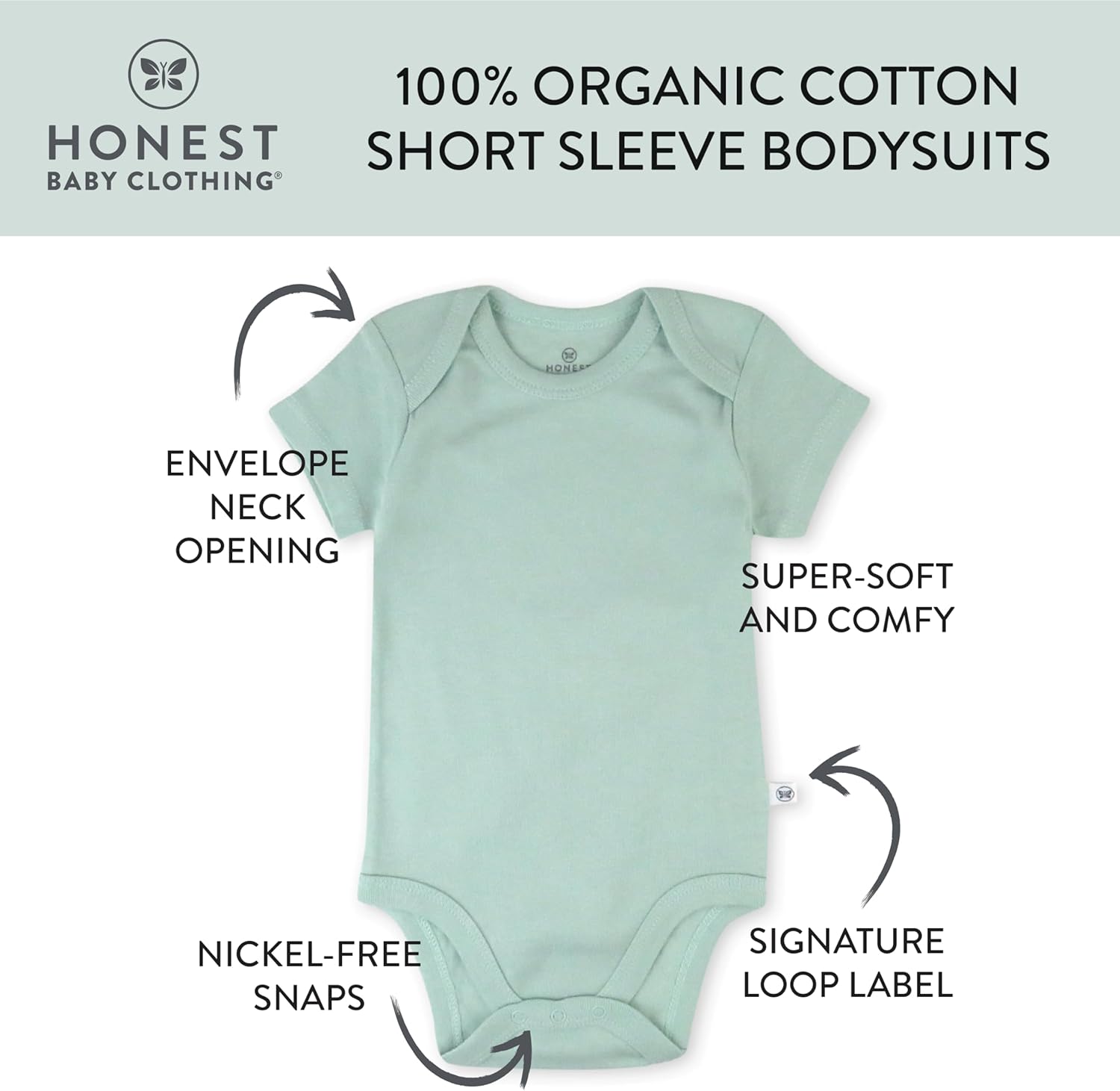 Honest Baby 3-Pack Organic Cotton Bodysuits for Infants