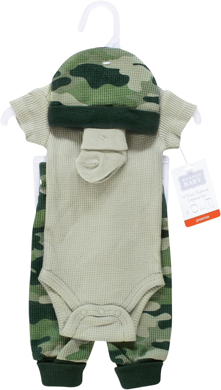Hudson Baby Unisex Thermal Preemie Layette Set 4pc 1