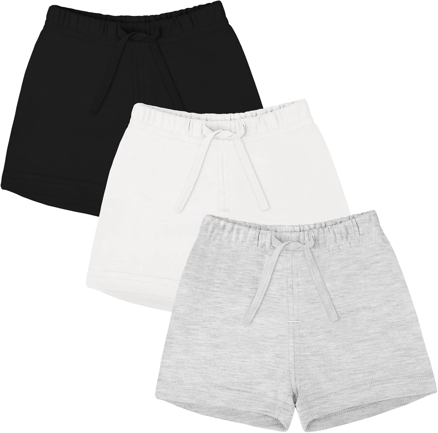 Ruisita 3-Pk Unisex Cotton Shorts with Drawstring