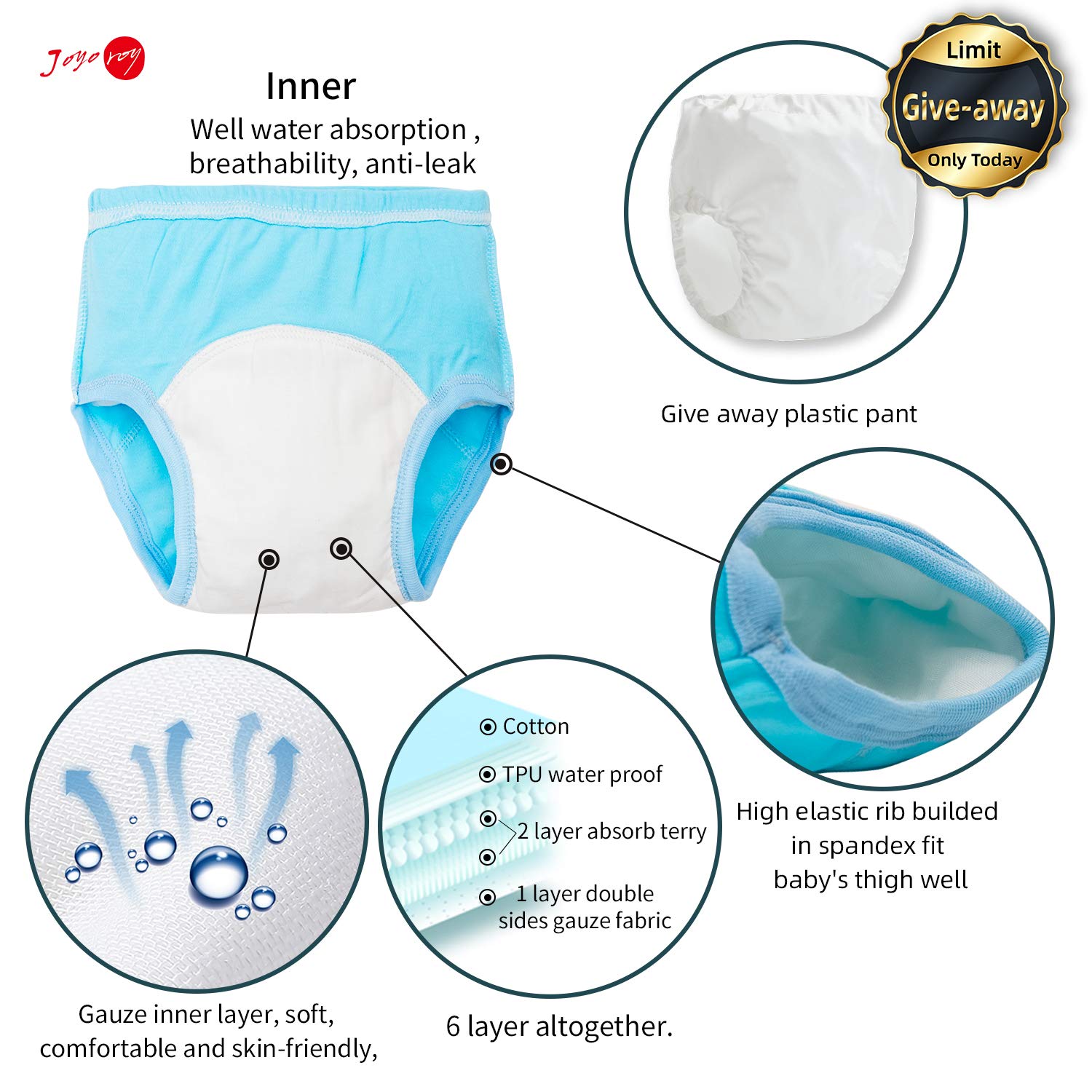 Joyo Roy 6Pcs Training Underwear for Boys