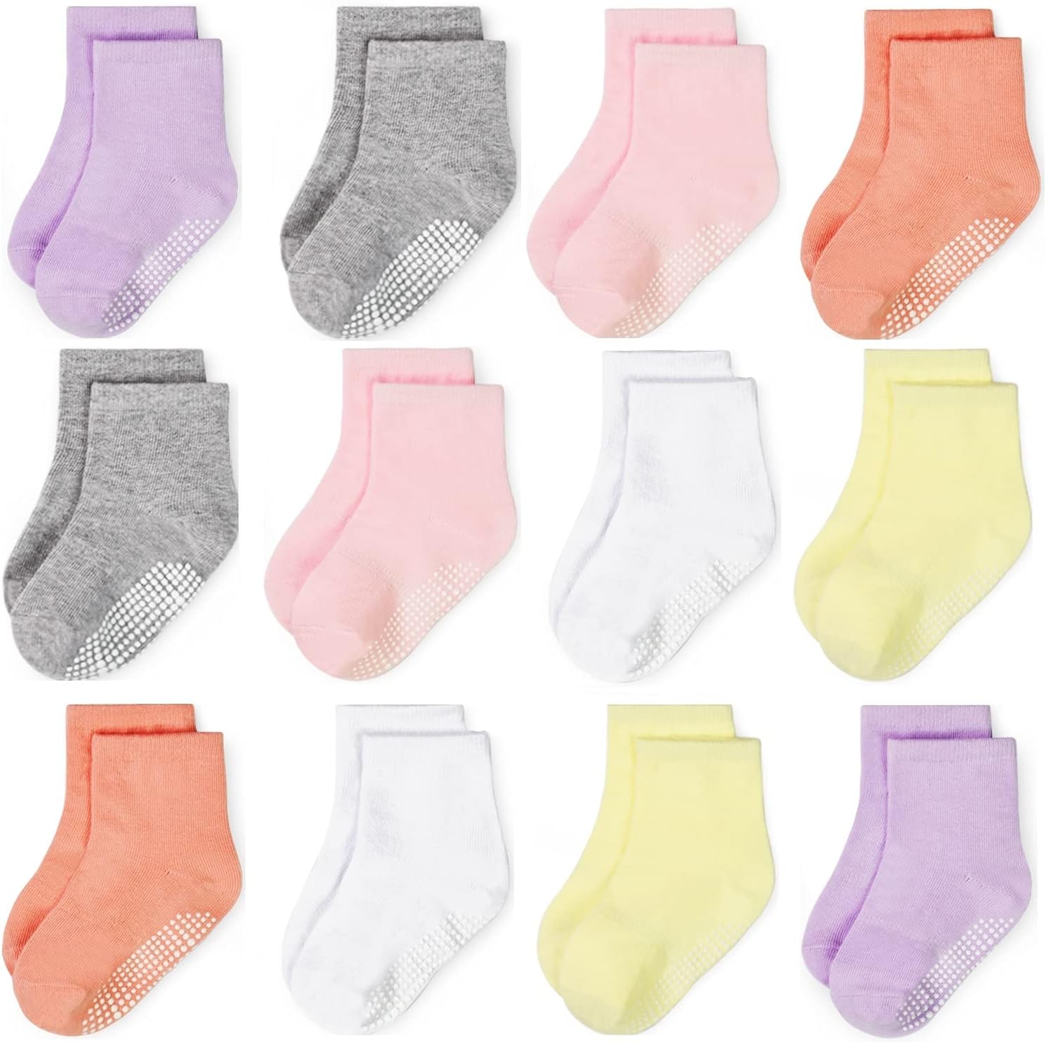 GRPSKCOS 12 Pairs Non-Slip Baby Socks for 0-7 Years