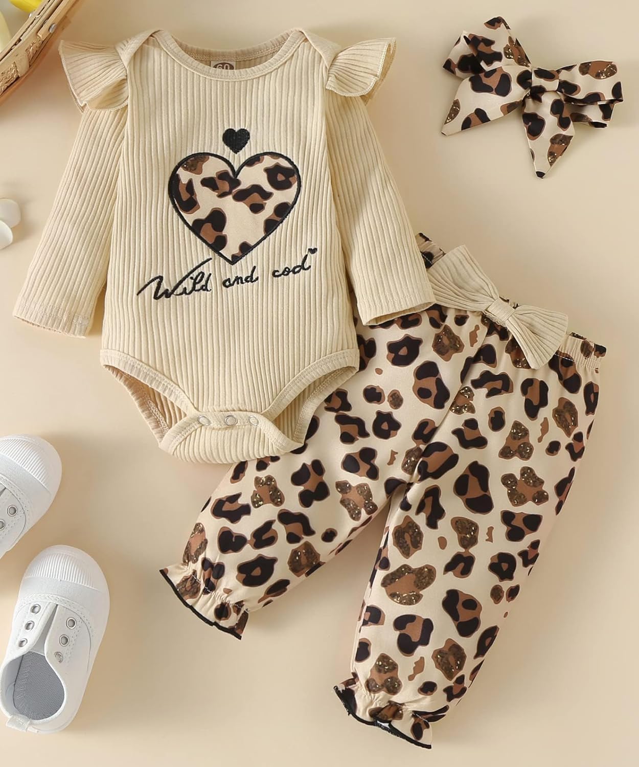 Fullfamous Baby Girls Frill Long Sleeve Romper Pant Set