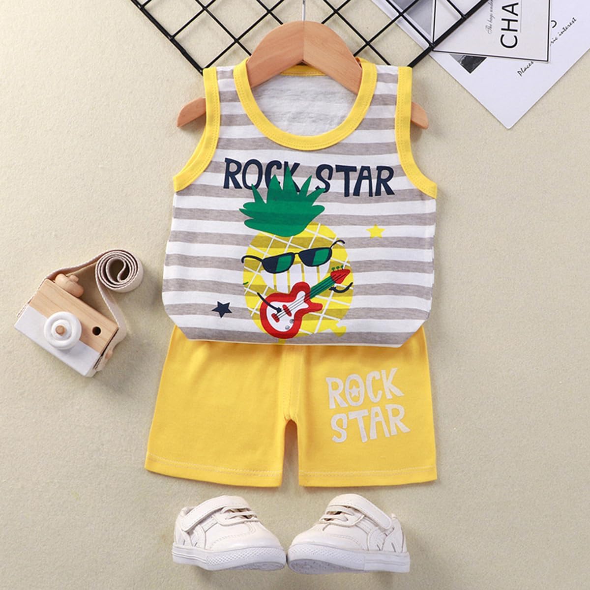 Toddler Baby Boy Summer Clothes Dinosaur Tank Tops and Shorts Set