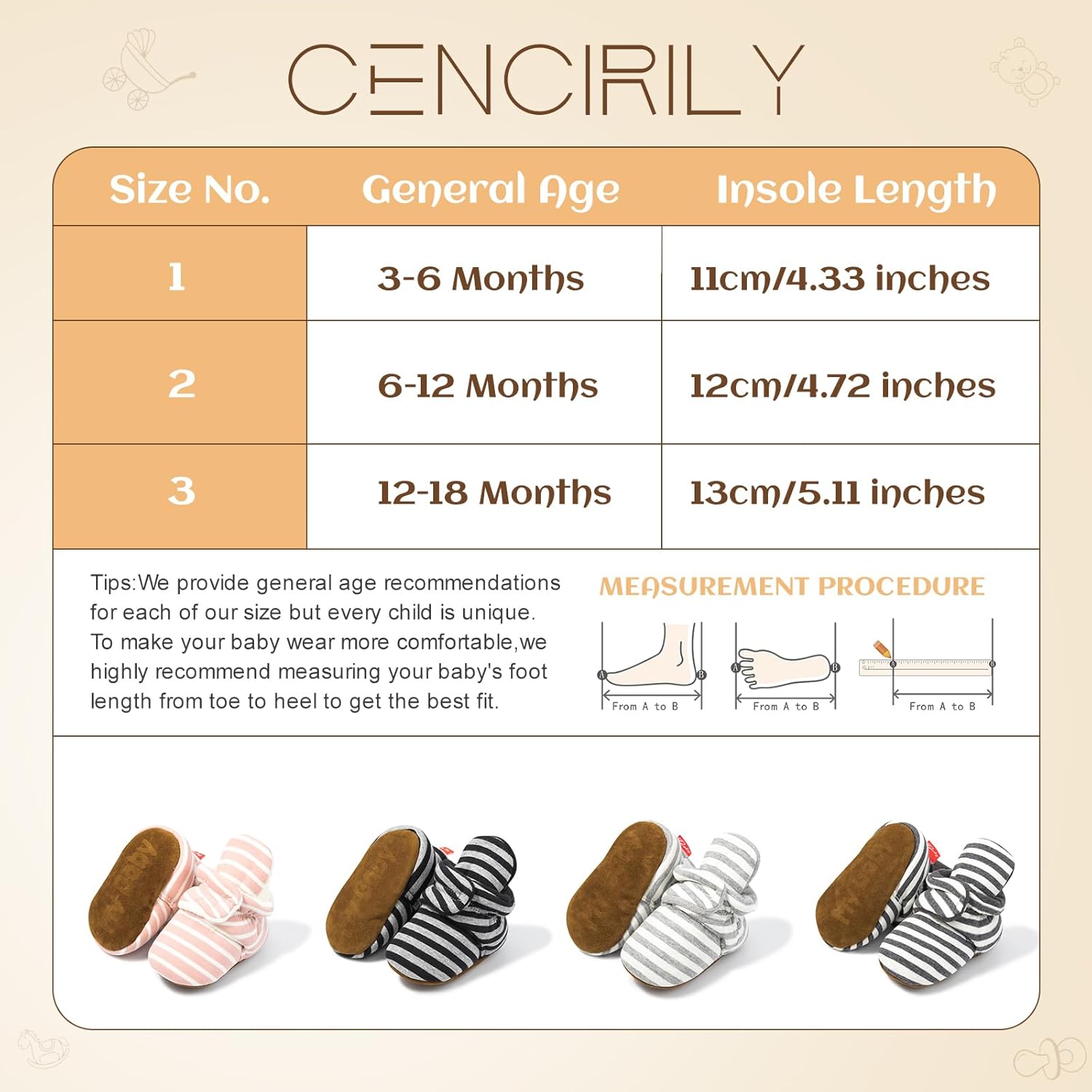 CENCIRILY Baby Unisex Slip-On Winter Booties
