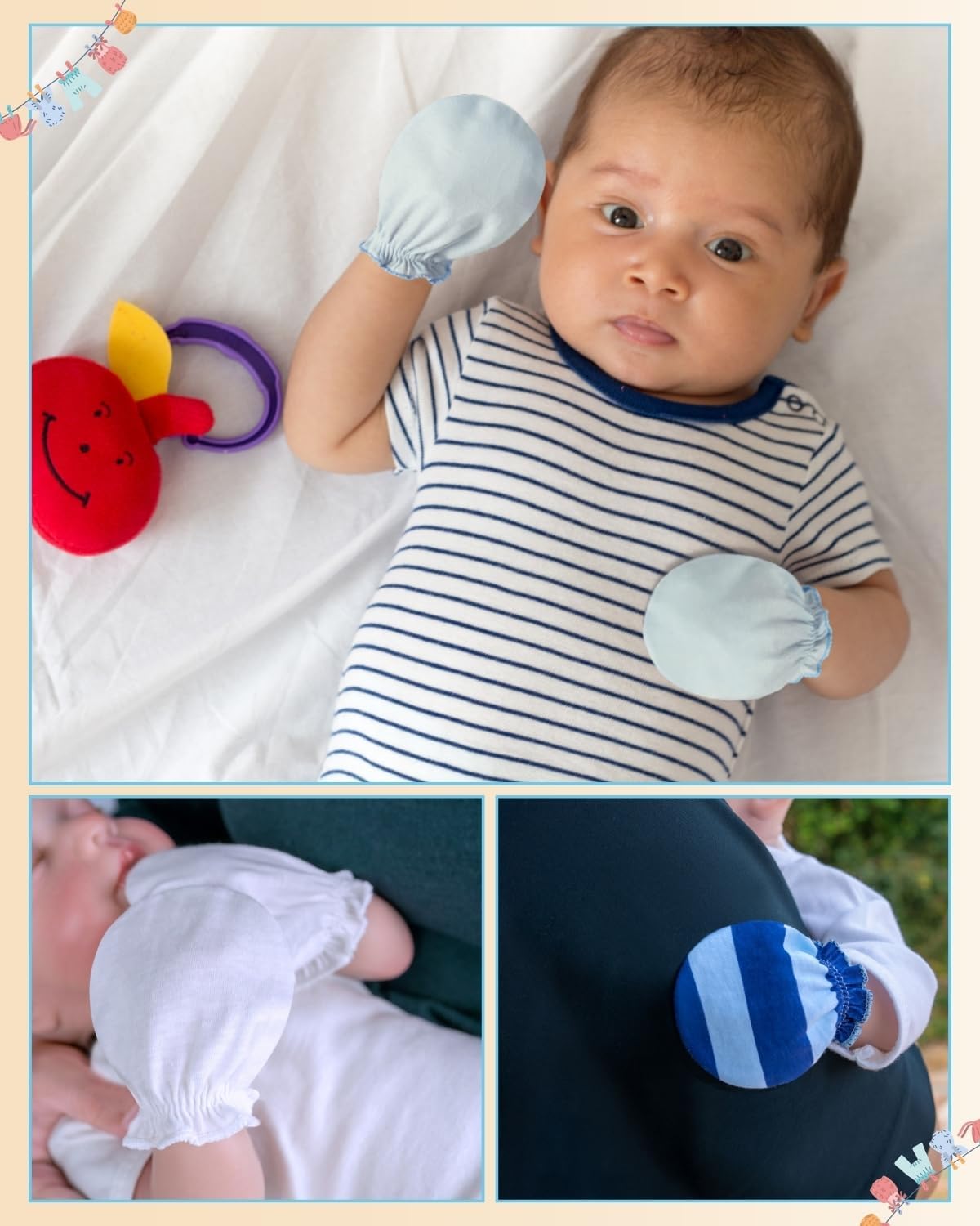 RATIVE No Scratch Mittens Caps for Newborn Boys