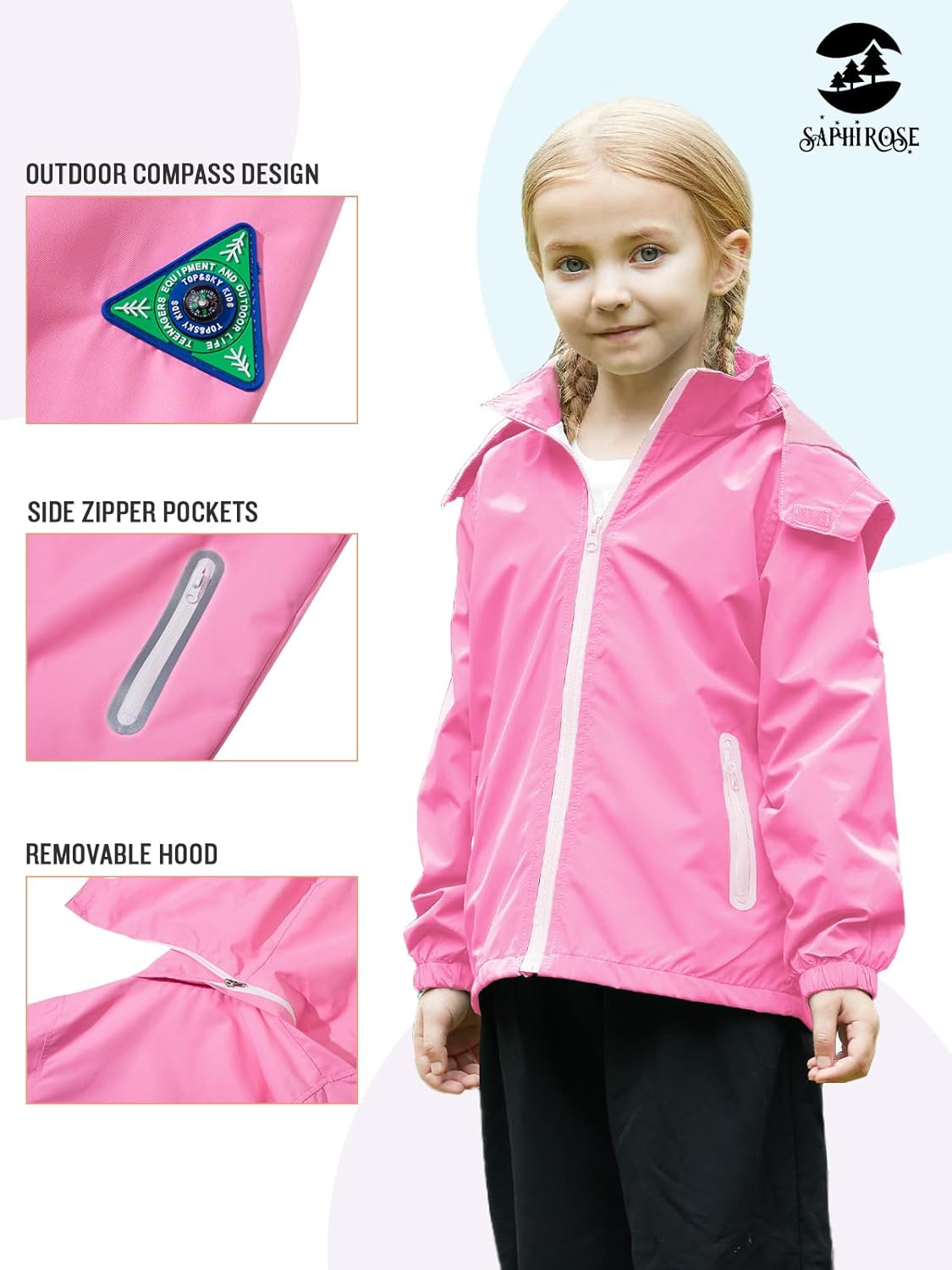 SaphiRose Kids Rain Jacket