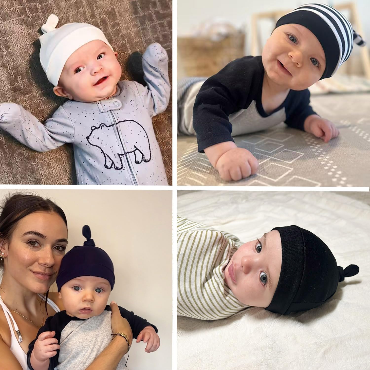 8-Piece Baby Adjustment Hats Set for Newborns
