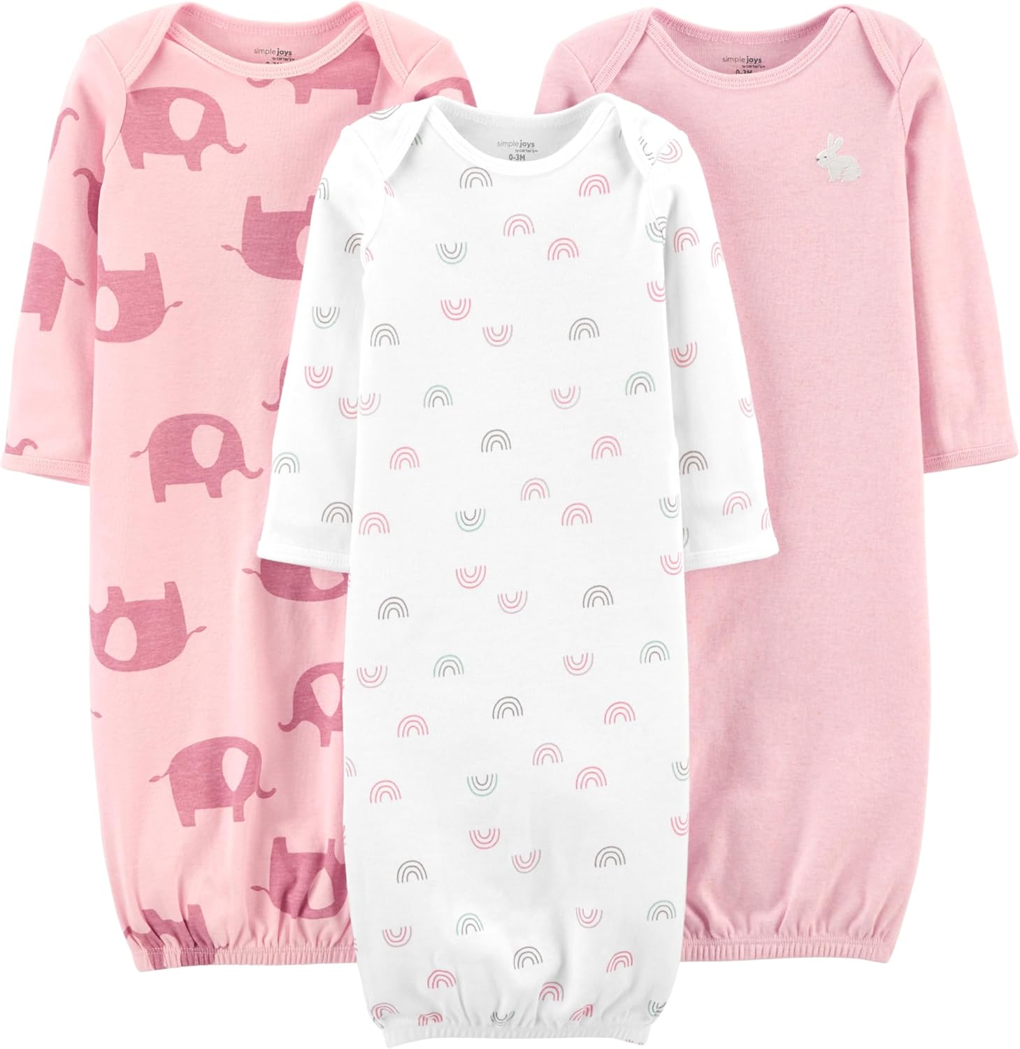 Simple Joys by Carters Baby Girls 3-Pack Cotton Sleep Gown Bundle