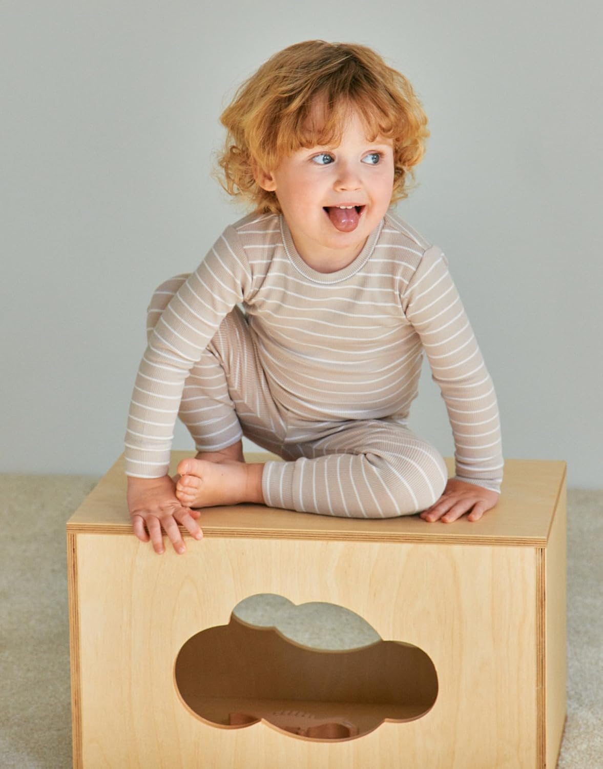 Moimoln 12M-8Y Ribbed Stripe Pajamas