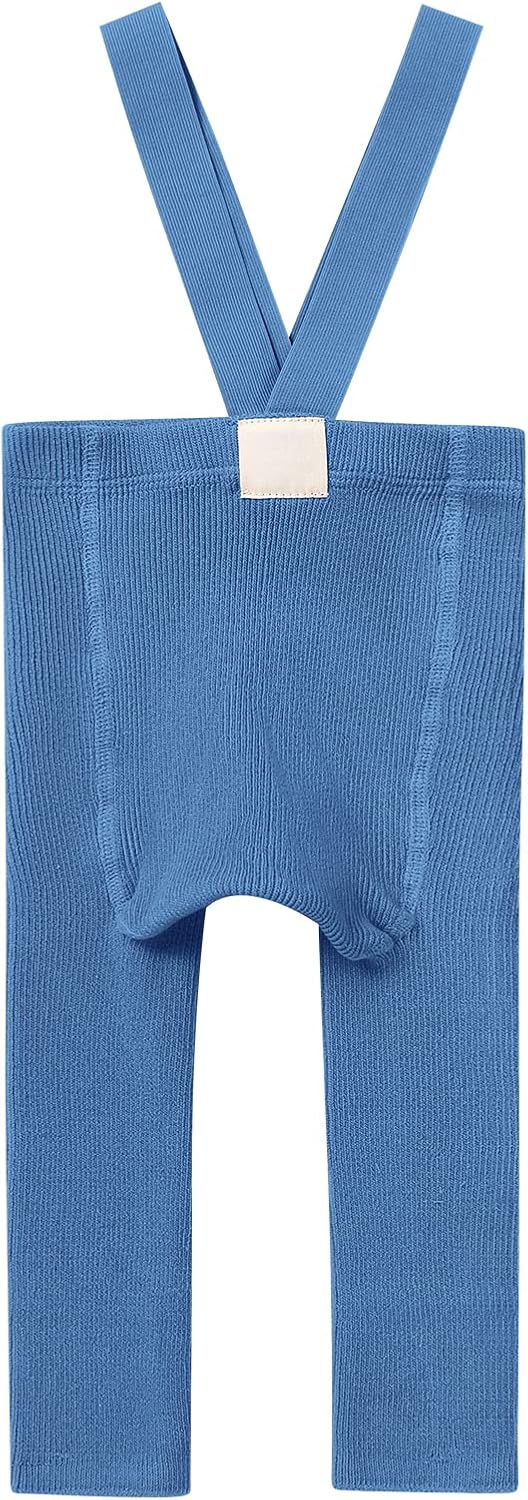 IDOPIP Infant Ribbed Leggings with Suspender Pants for Girl Boy 6-18M