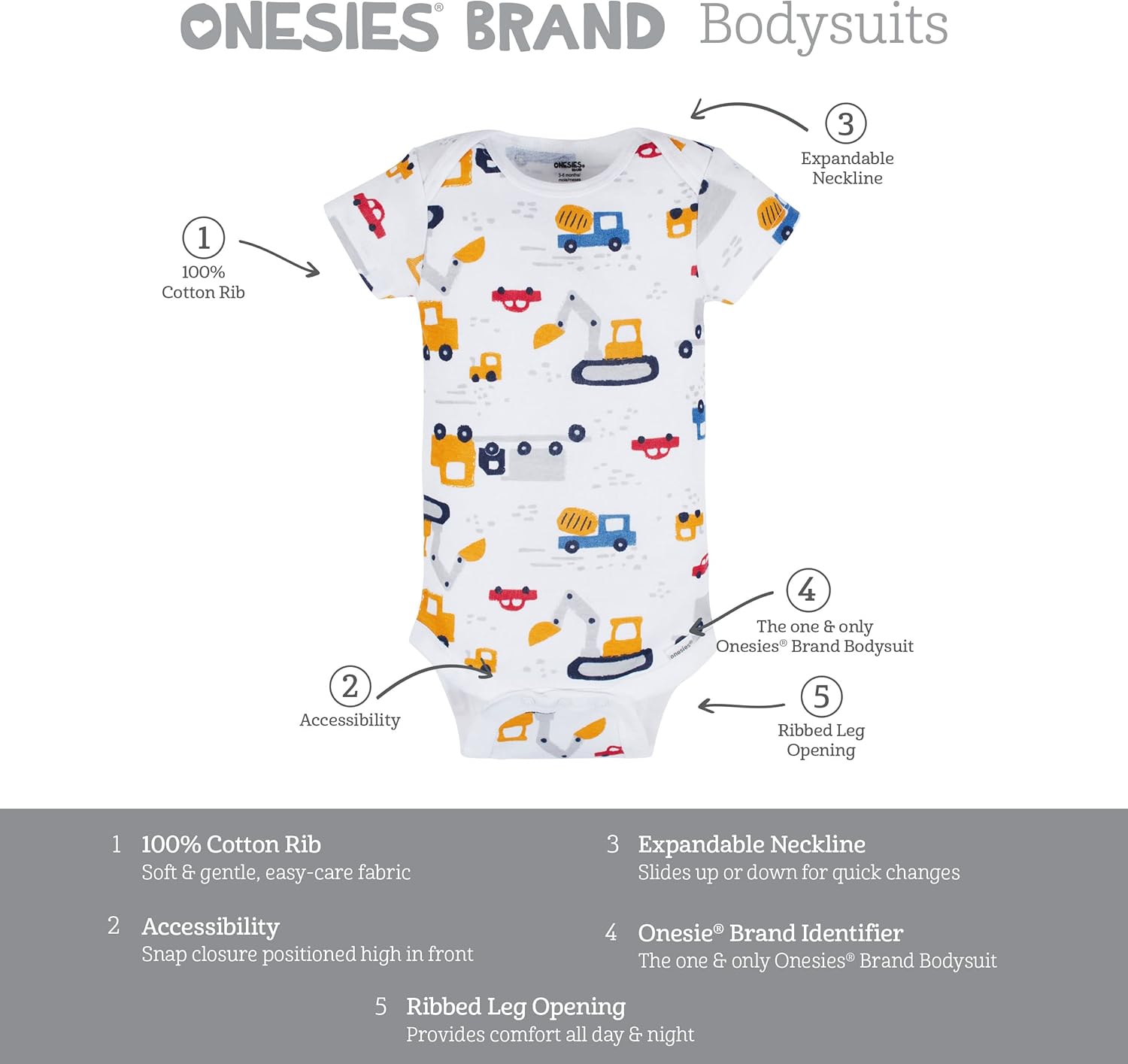 Onesies Brand Baby-boys 8-pack Short Sleeve Bodysuits