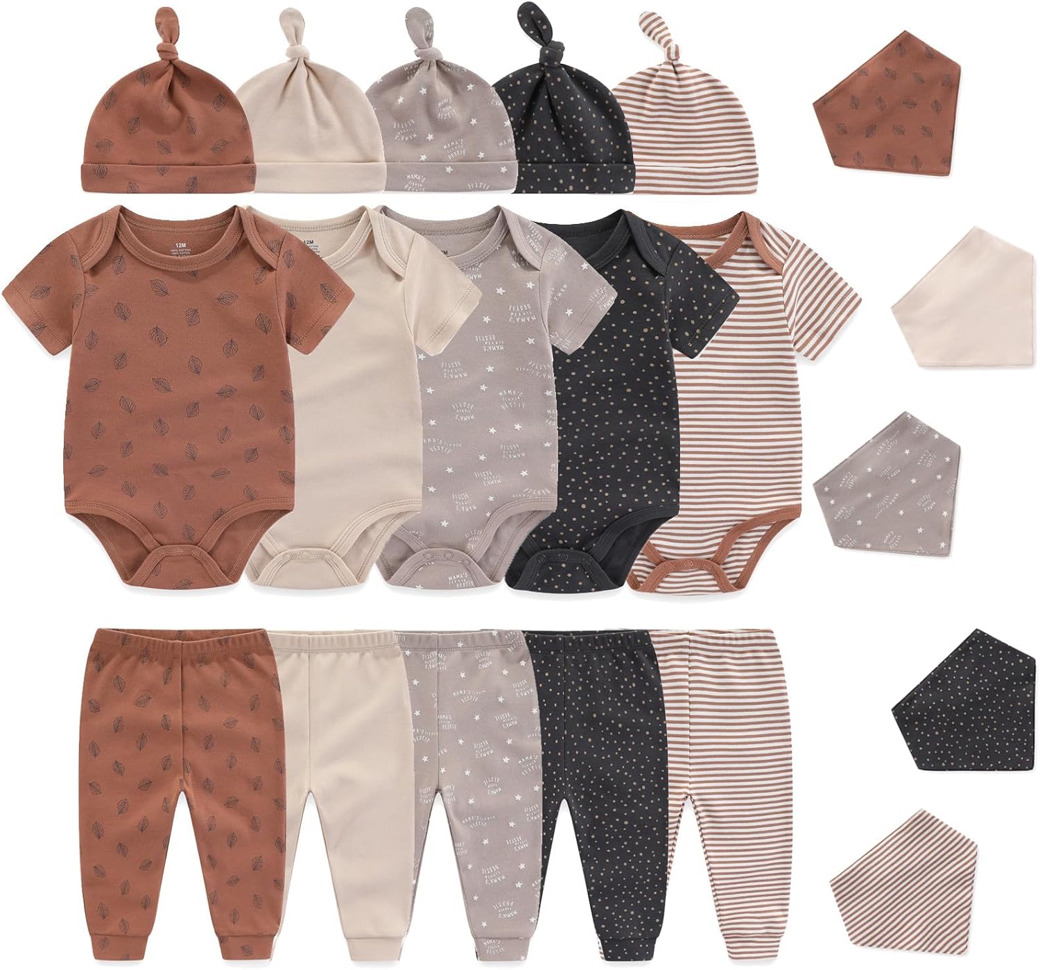 Ecojoy Baby Short Sleeve Jumpsuit Essentials 20-Piece Set for Girls
