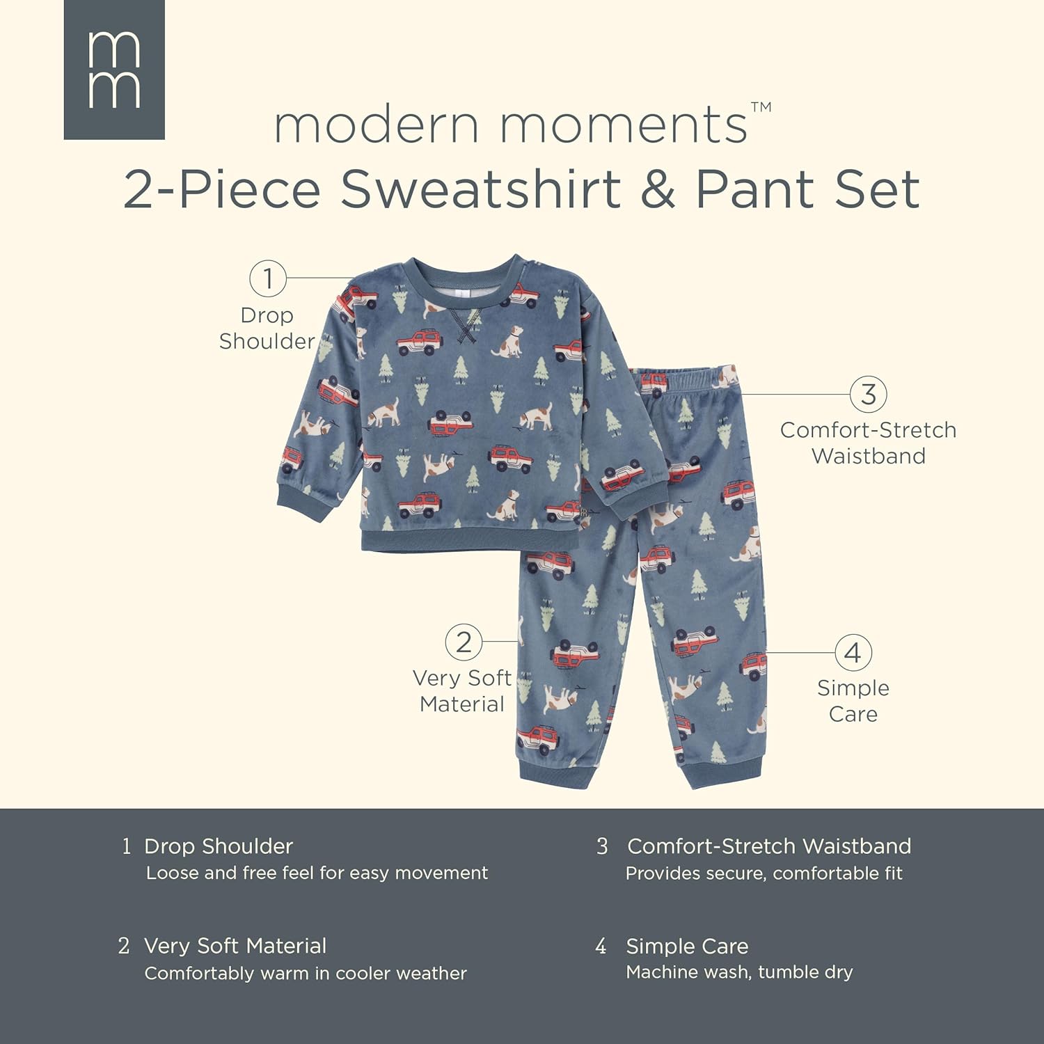 Modern Moments by Gerber Unisex Toddler Bunny Fleece Pajama Set