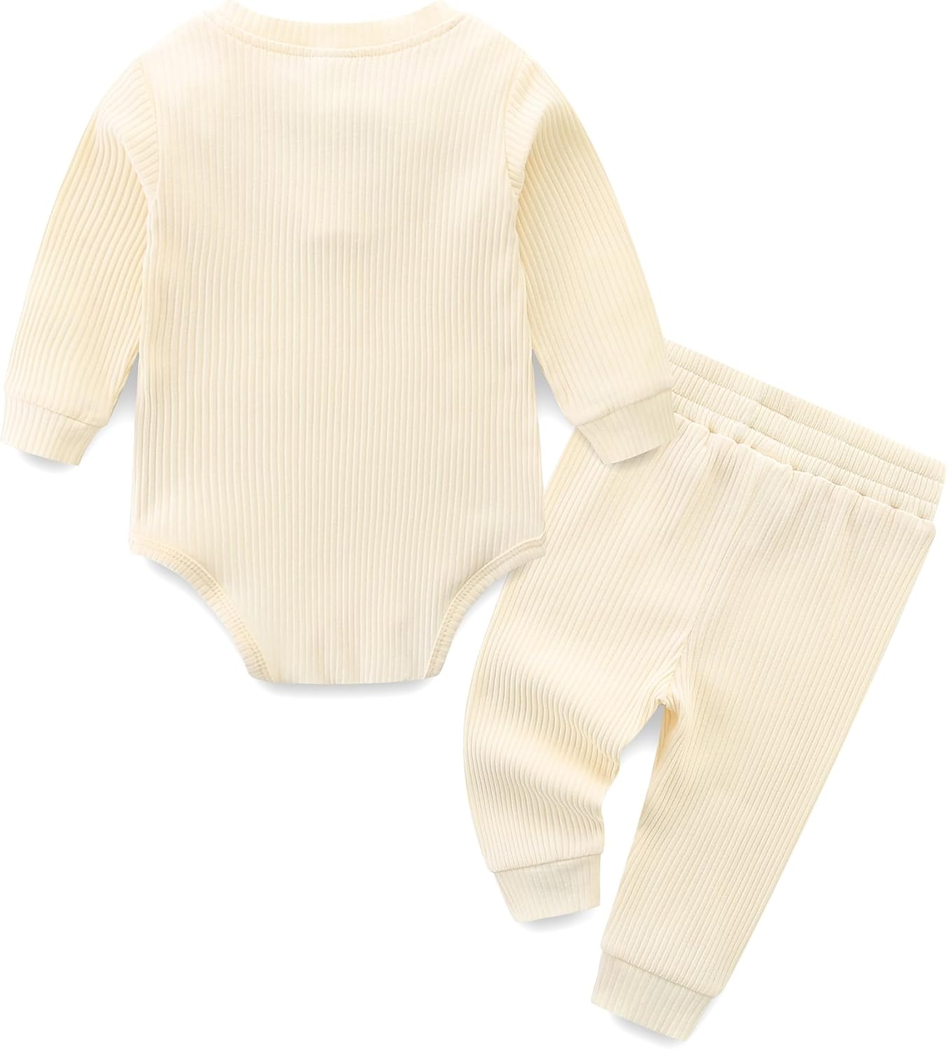 JingleBaBa Jr Super StayUnisex Baby Outfits Long Sleeve Onesie Set with Elastic Knit