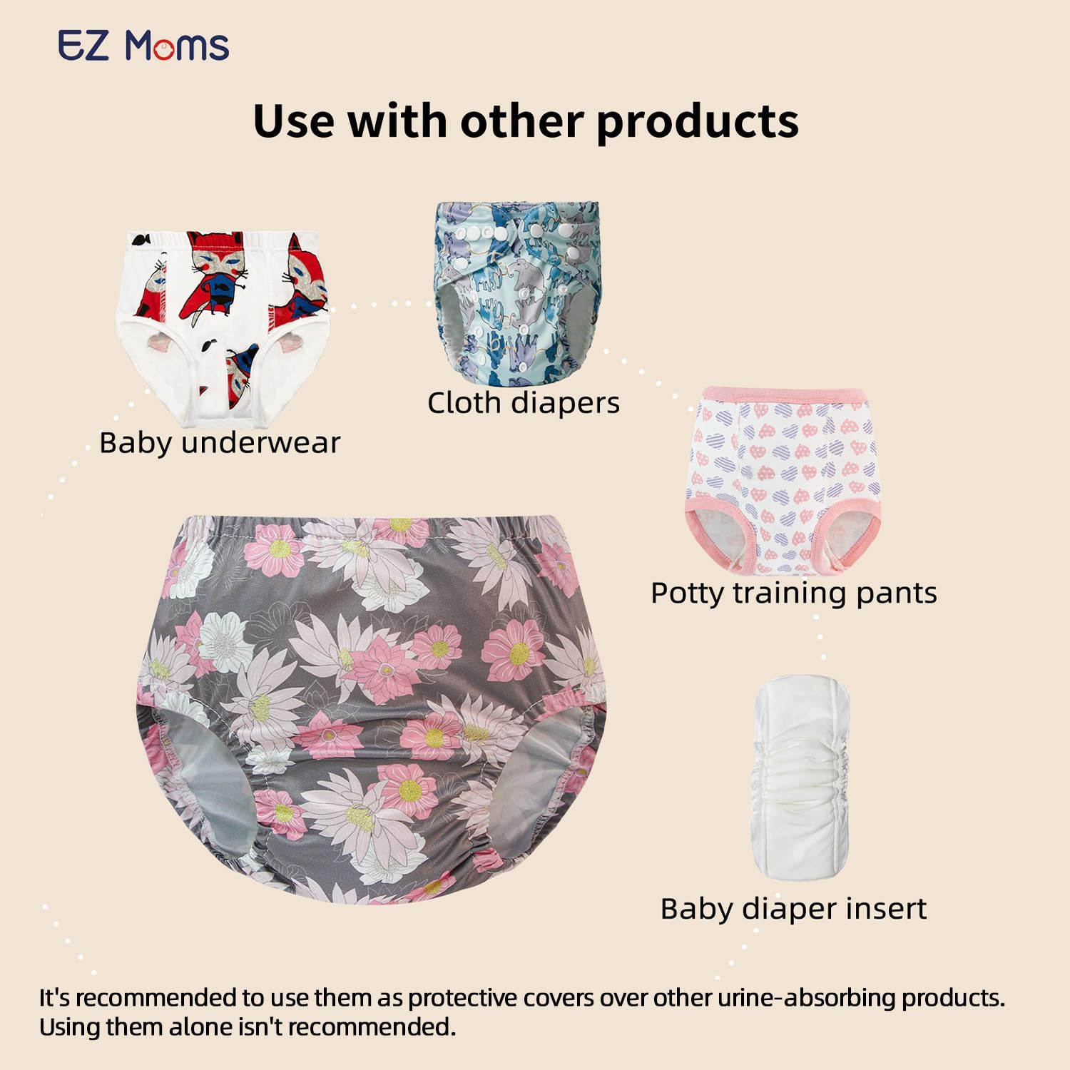 EZ Moms 10-Pack Waterproof Plastic Underwear for Baby