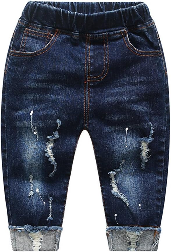 KidSCOOL SPACE Baby Jeans - Elastic Waist Ripped Denim for Kids