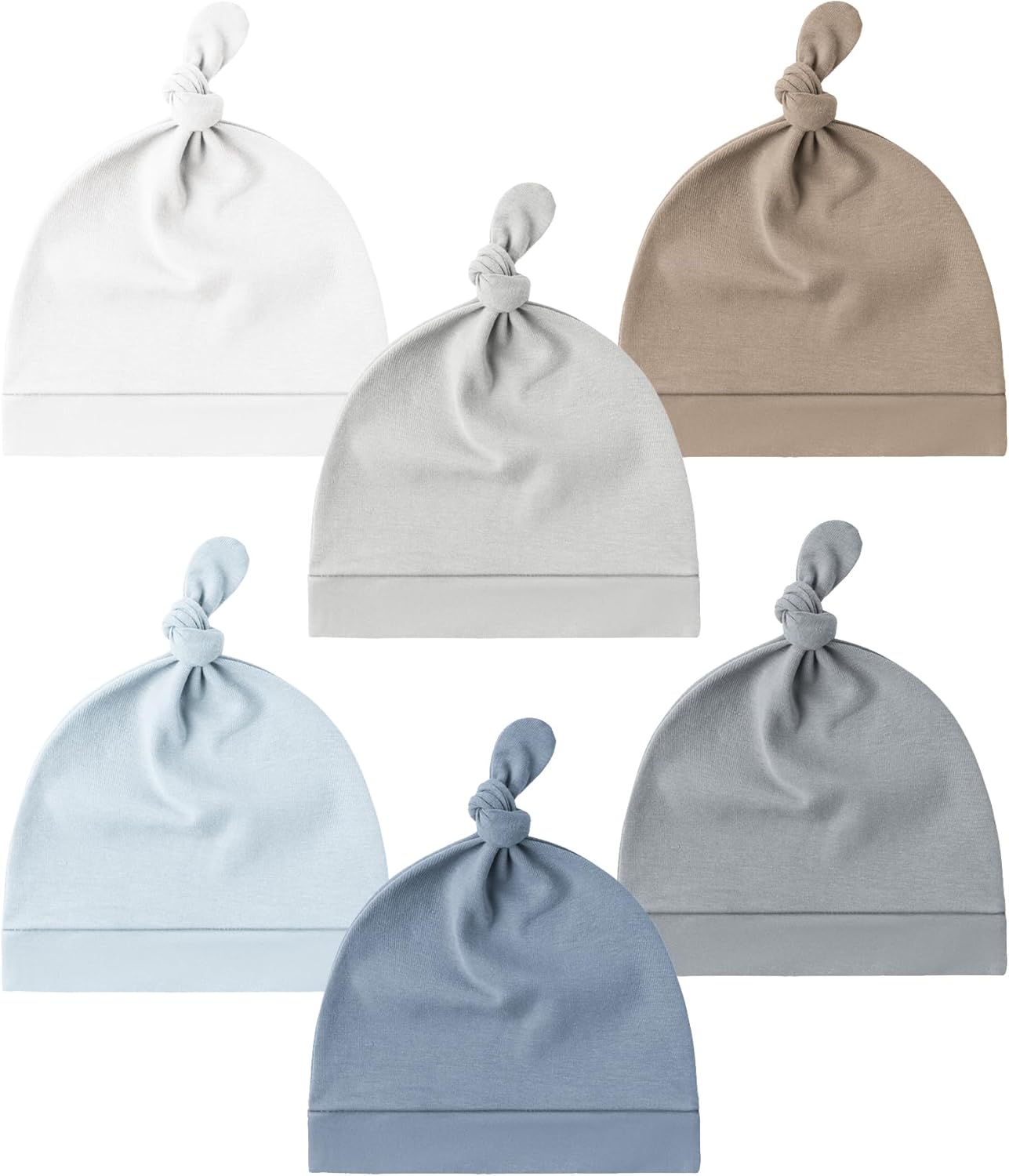 Konssy 6 Pack Knot Beanie Hats for Infants - Soft Stretchy