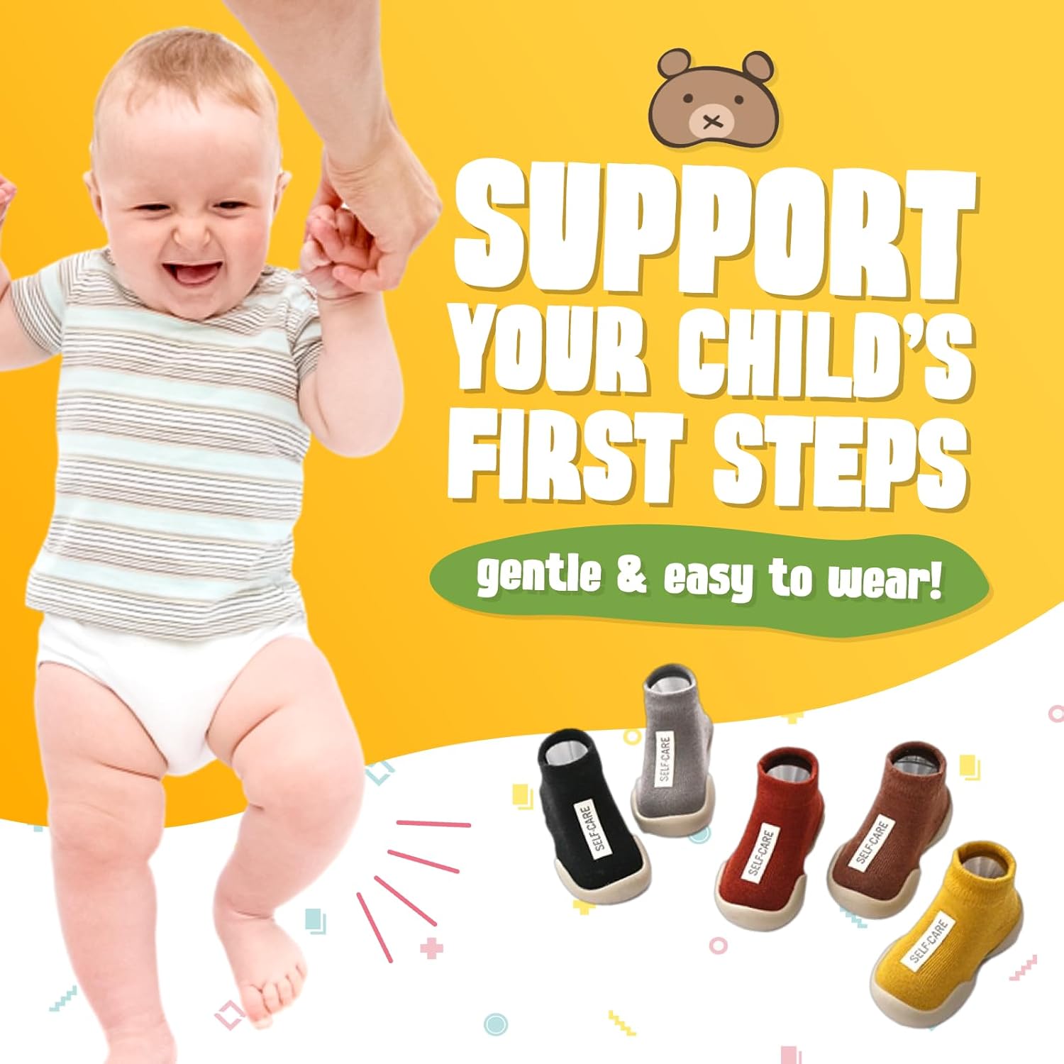 Stylish Non-Slip Cotton Sneakers for Babies
