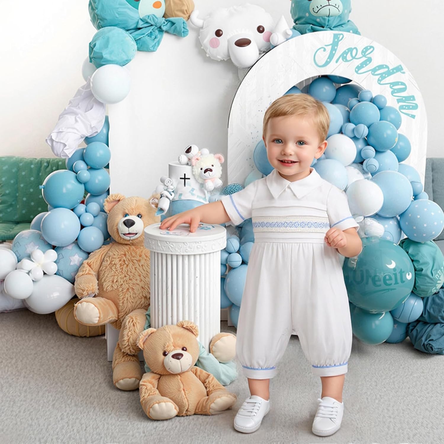 Booulfi Baptism Boys White Romper Premium Soft Durable