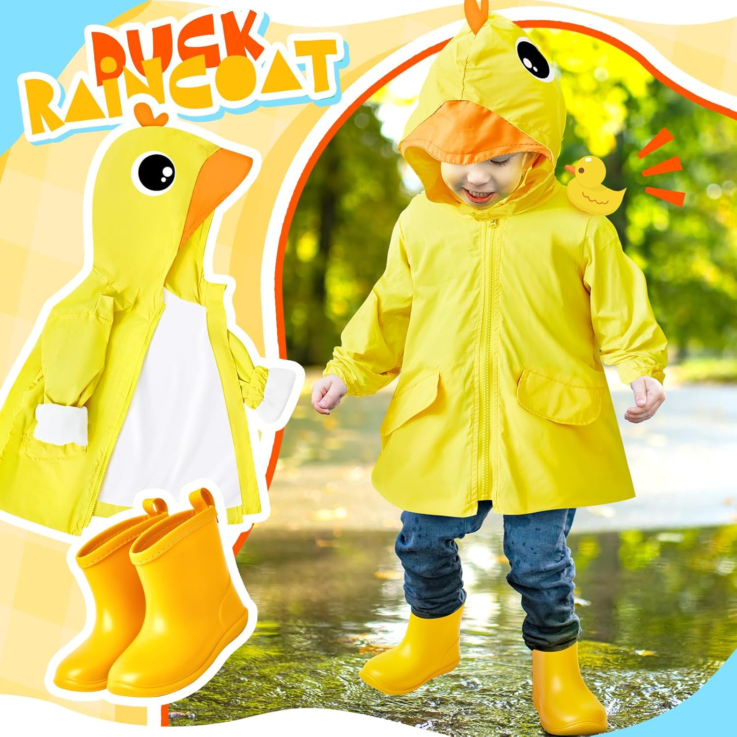 Halloween Costume Toddler 2 Pcs Toddler Raincoat Rain Boots Set