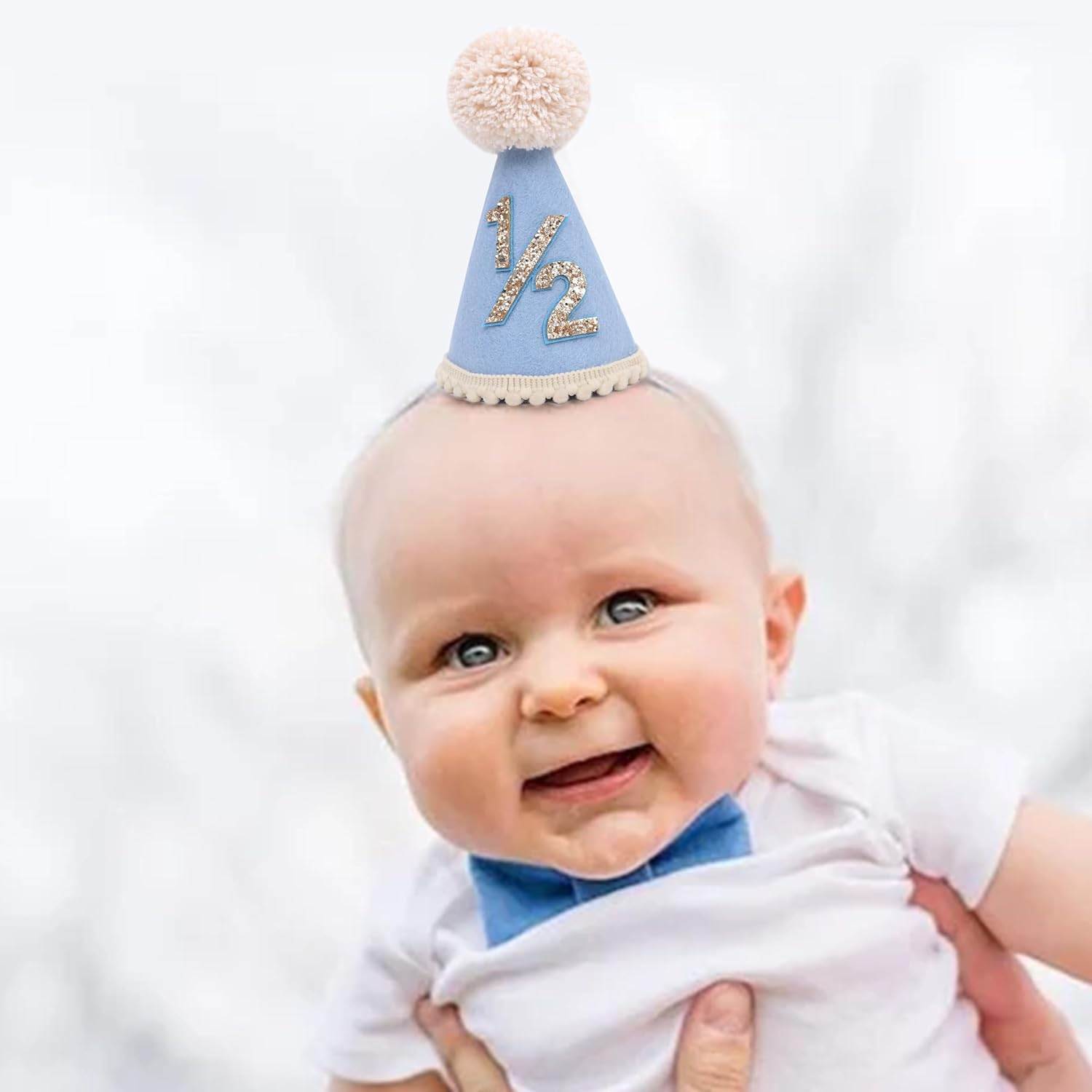 Six Months Half Birthday Cone Hat for Babies