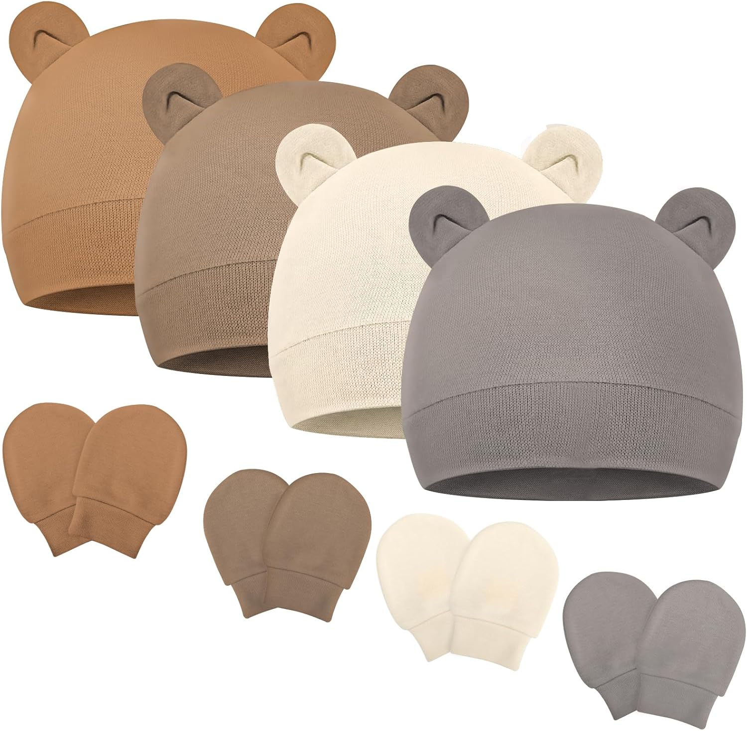 Newborn Baby Hats and Mittens Set