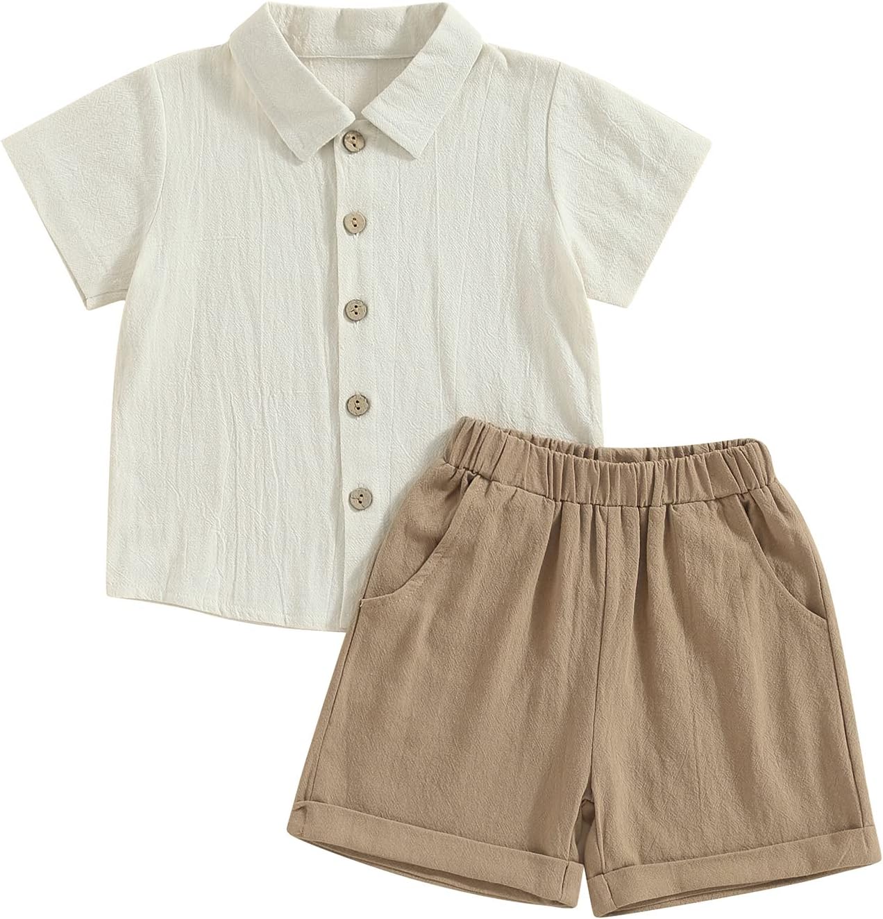 Qualitykaruedoo Toddler Boy Cotton Linen Shorts Set