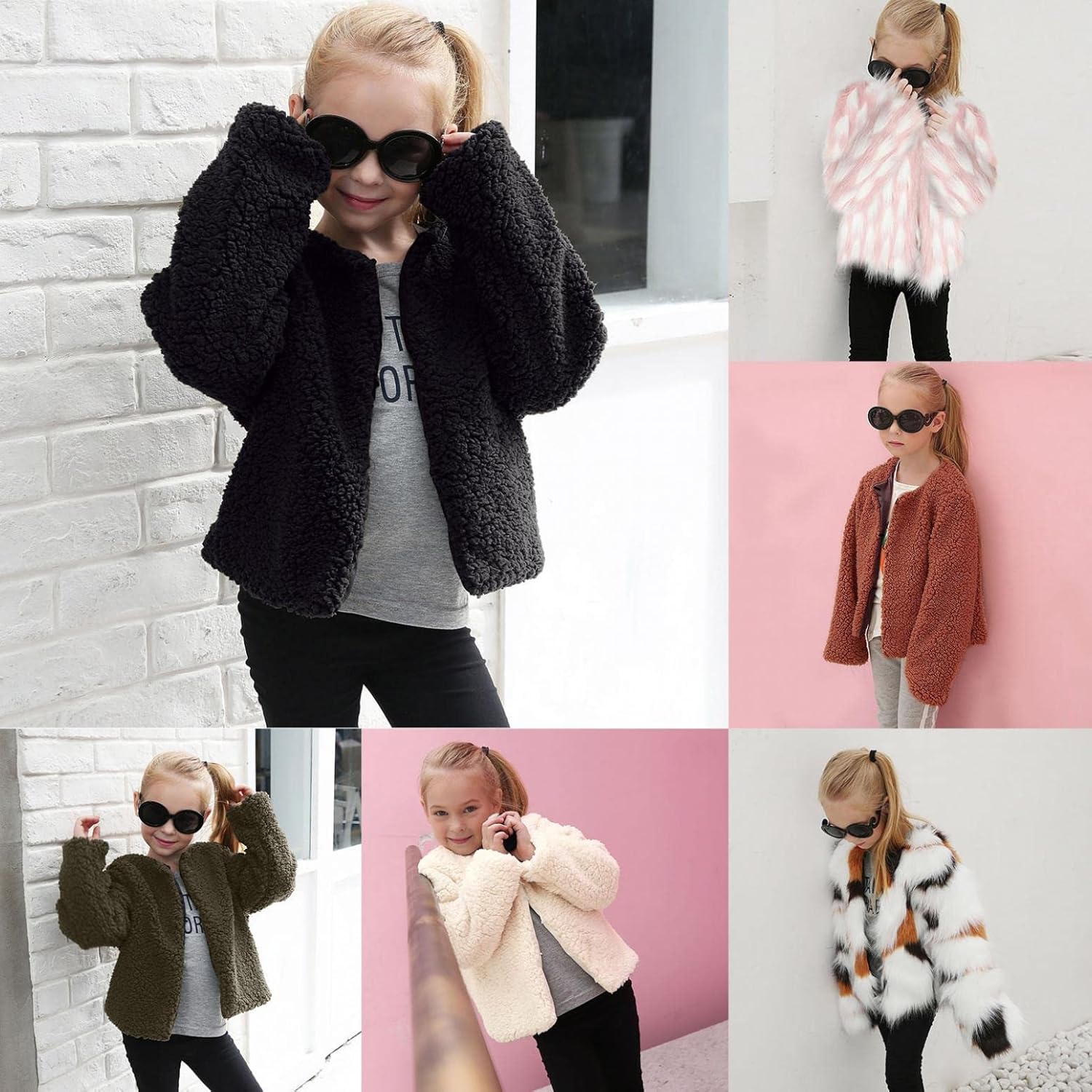 Moonker Girls Faux Fur leopard Print Winter Coat 3-8 Years