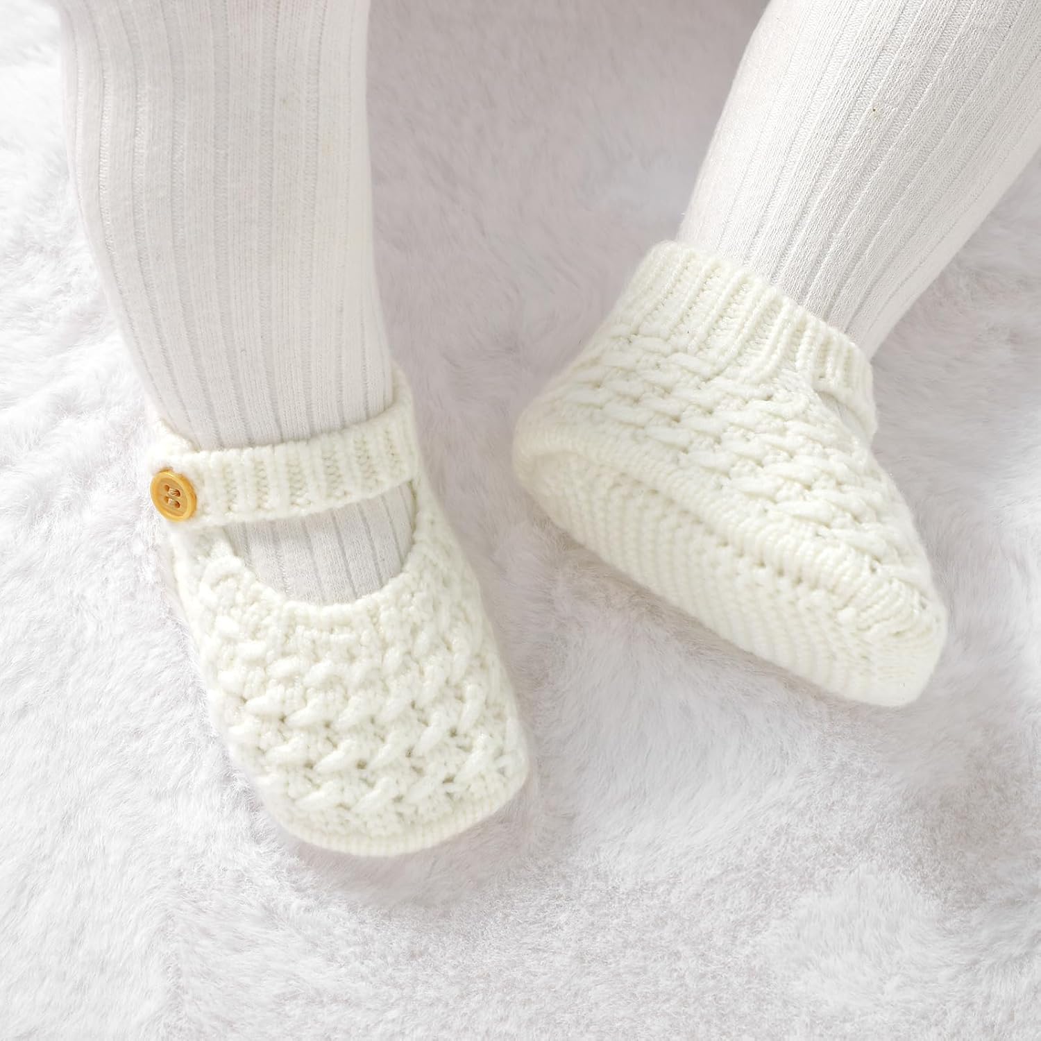 Opewod Baby Booties Soft Warm Hand Knit Socks Shoes for Newborn