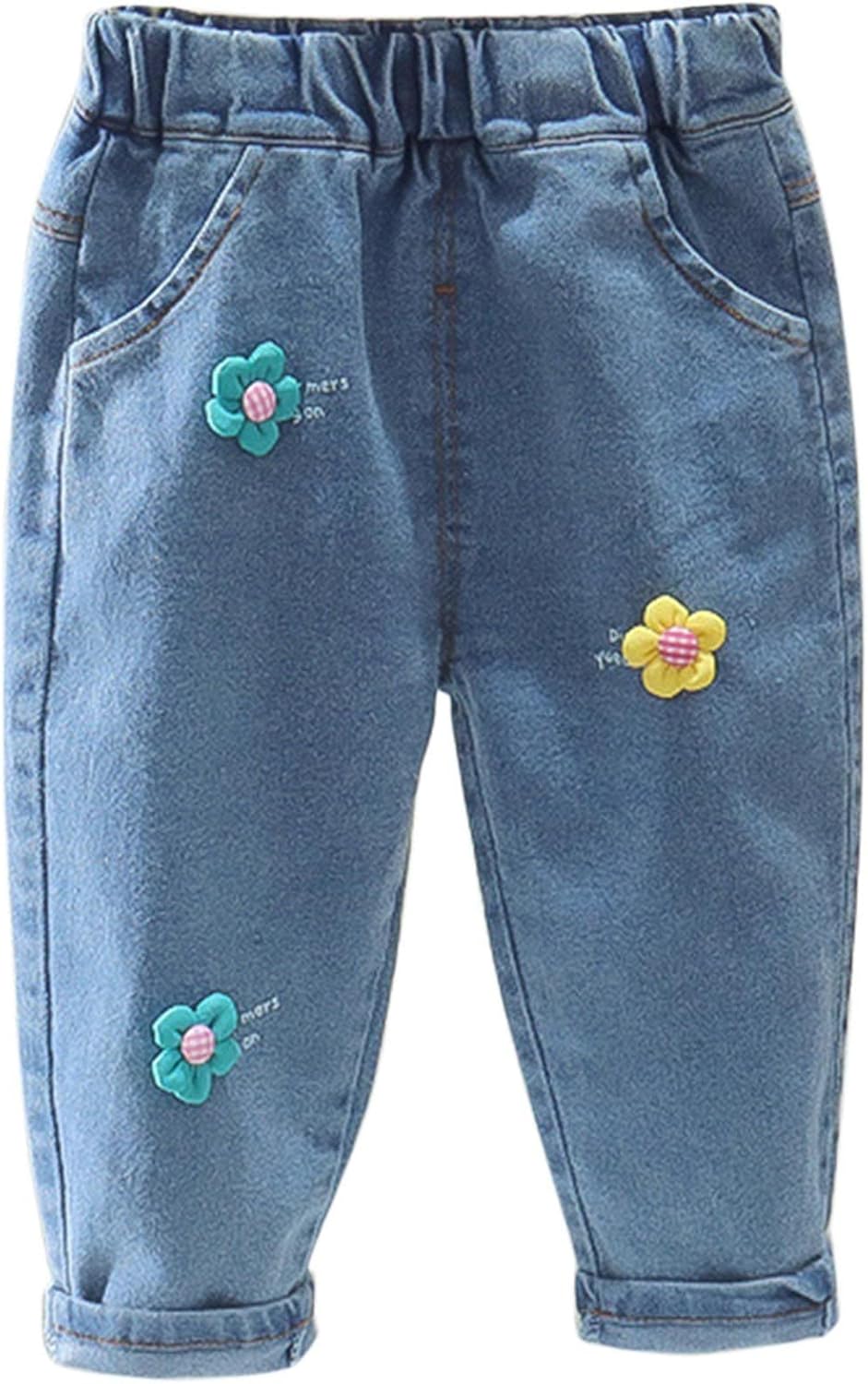 Unisex Baby Boys Joggers Soft Denim Elastic Waist Active Joggers