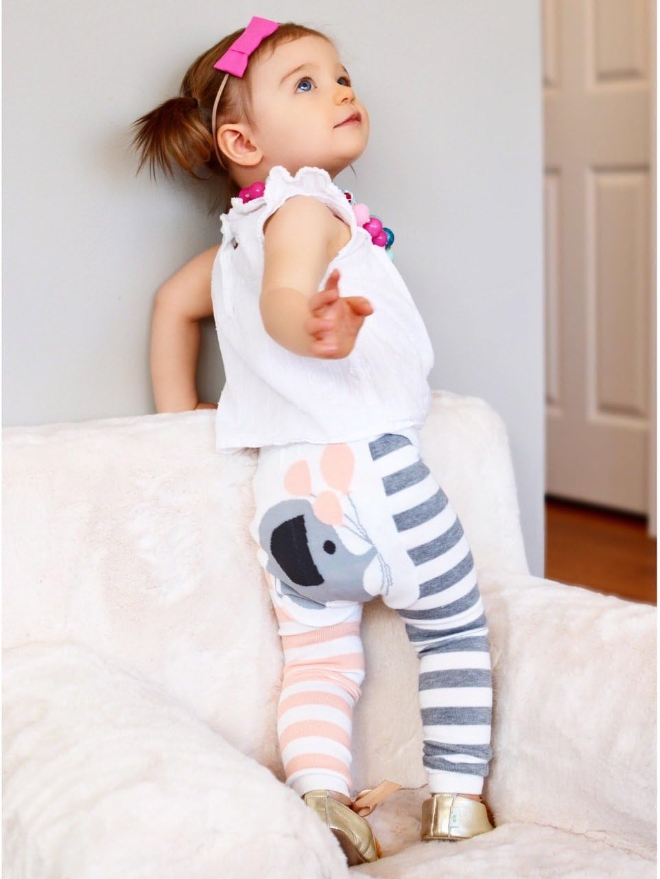 Doodle Pants Leggings Blue Rainbow Pink Elephant 10 words