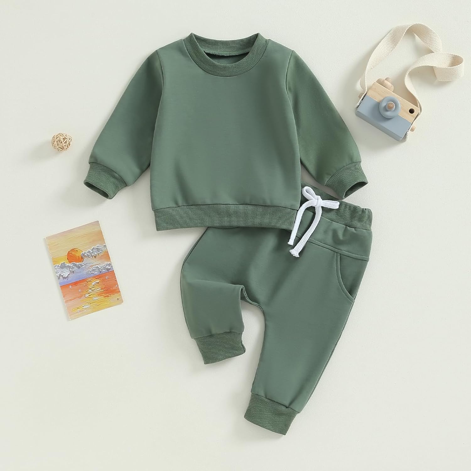 Tiacham Unisex Baby Clothes 2 Piece Sweatshirt Pant Set