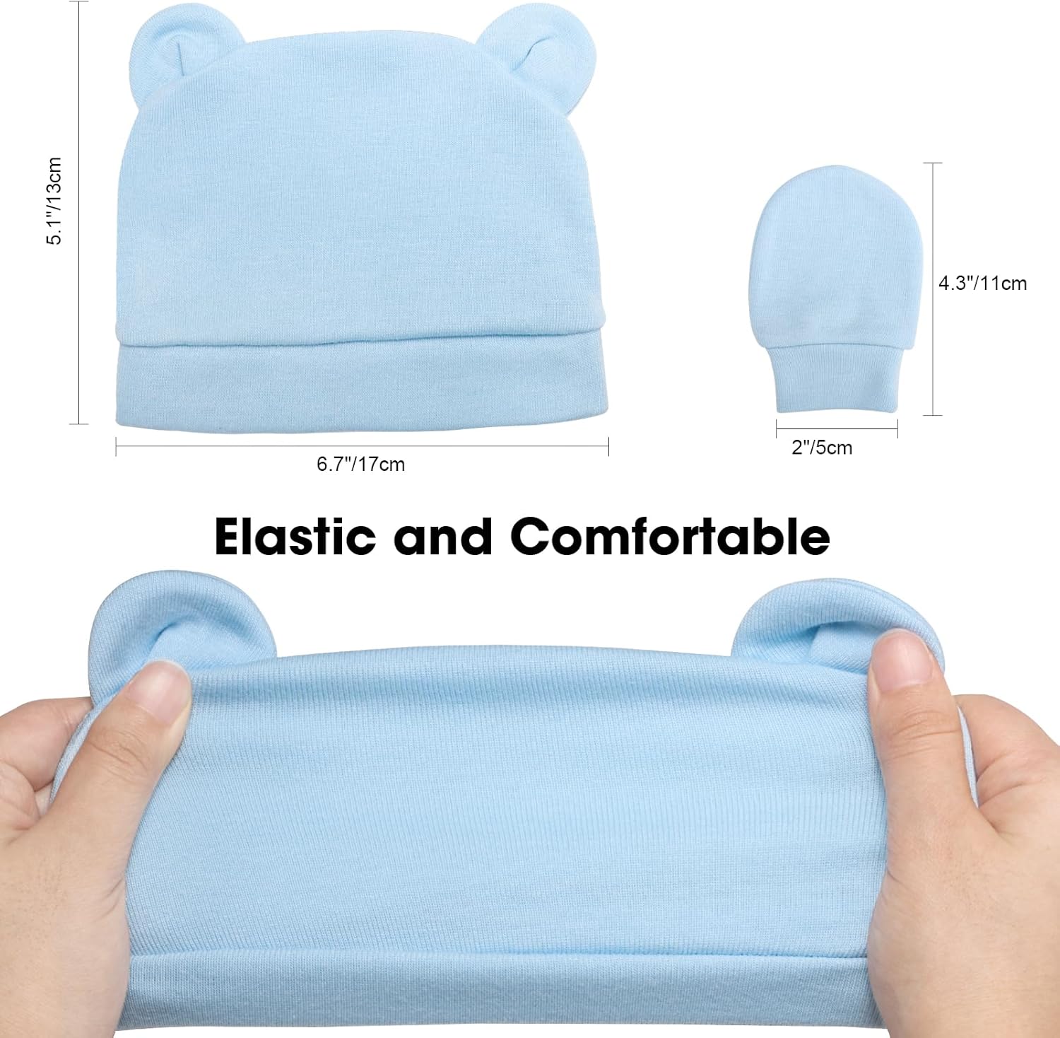Newborn Baby Hats and Mittens Set