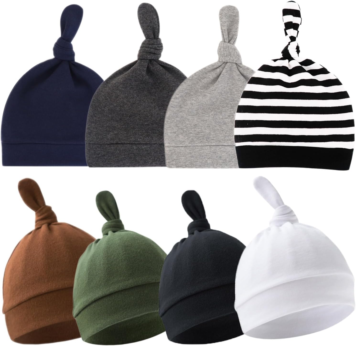 8-Piece Baby Adjustment Hats Set for Newborns