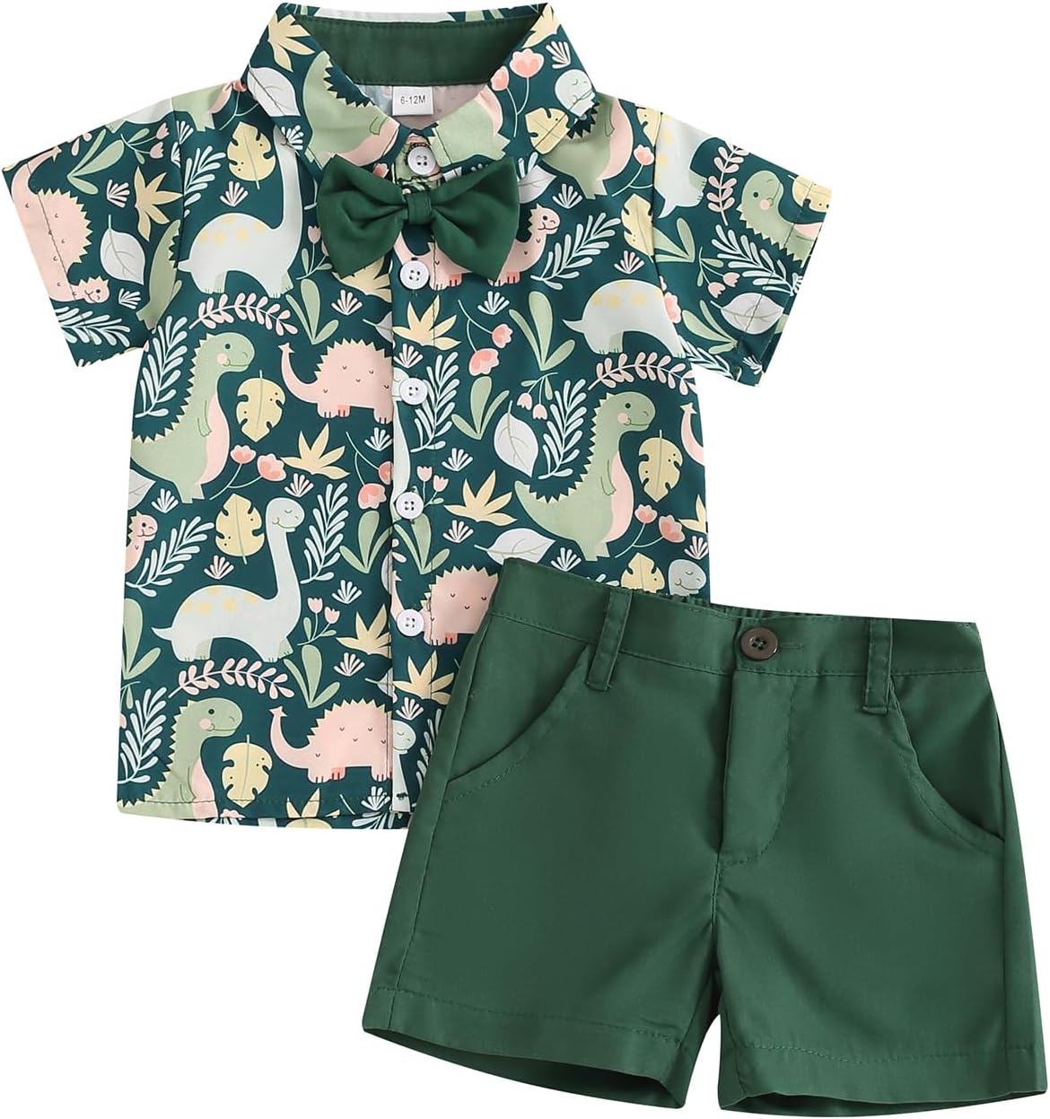 Toddler Boy Dinosaur Print Shorts Set for Summer