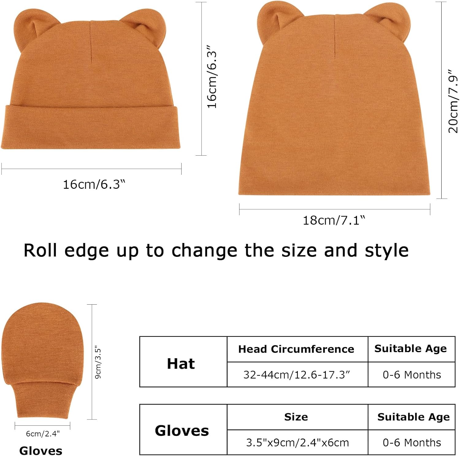 Dreshhow BQUBO - Newborn Baby Hats Mittens Set for Boys Girls