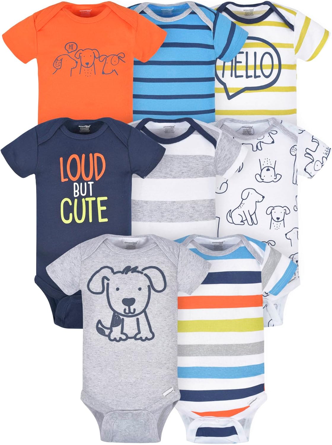 Onesies Brand Baby Boys 8 Pack Short Sleeve Bodysuits