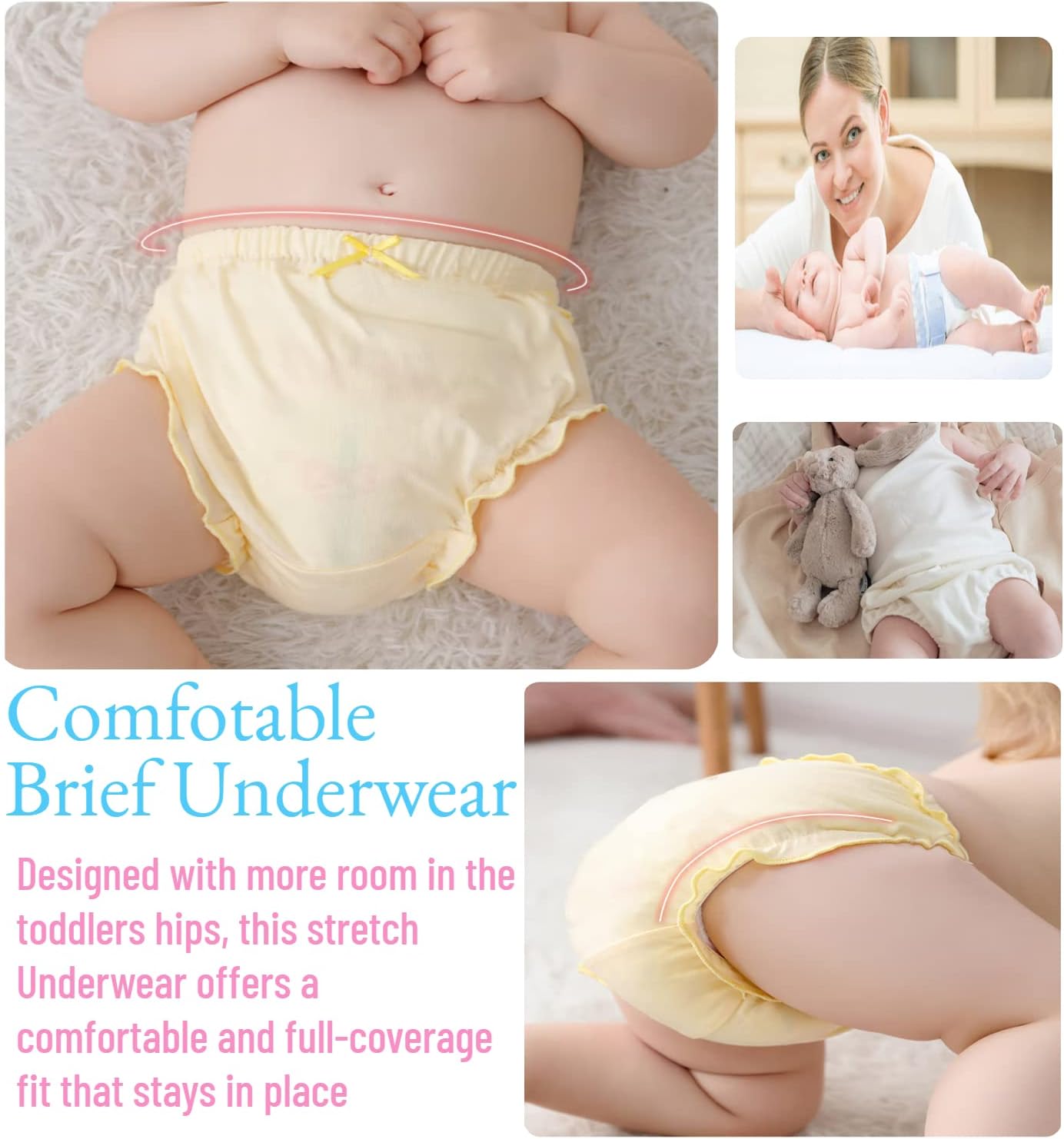 7Pack Baby Bloomers Soft Comfortable for Toddler Girls