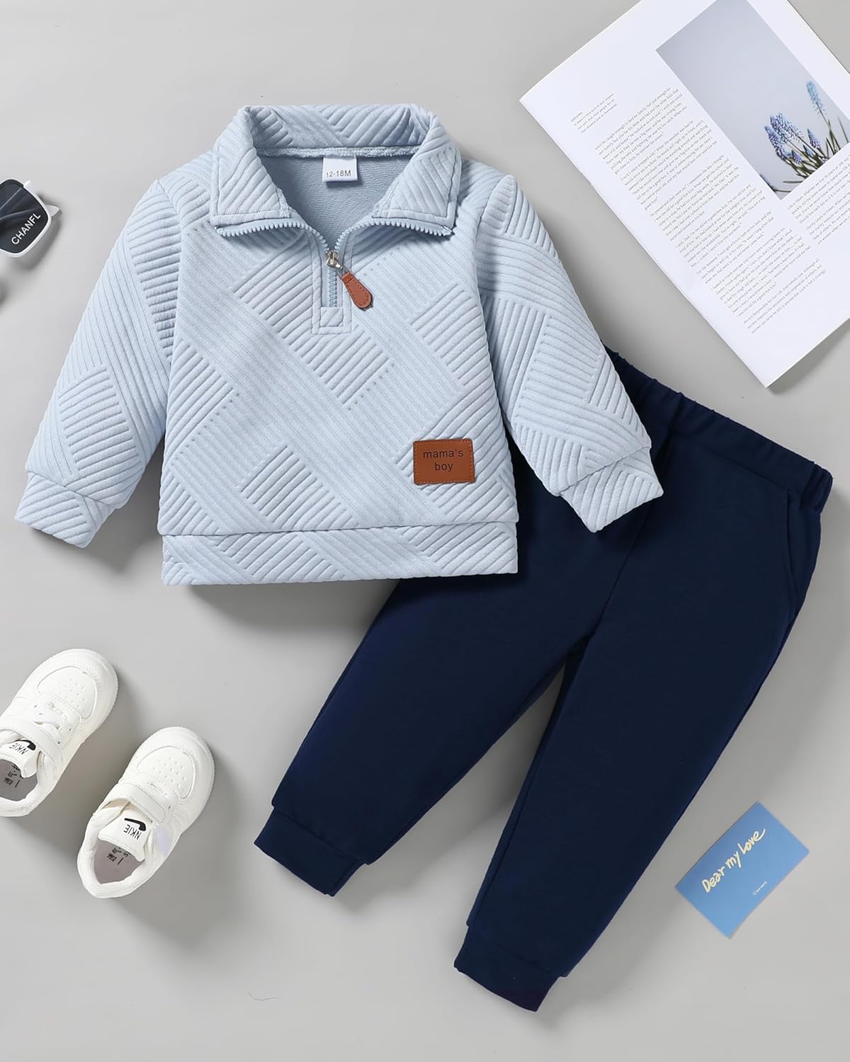 ZOEREA Toddler Boy Winter Sweatshirt and Pants Set 1-5T