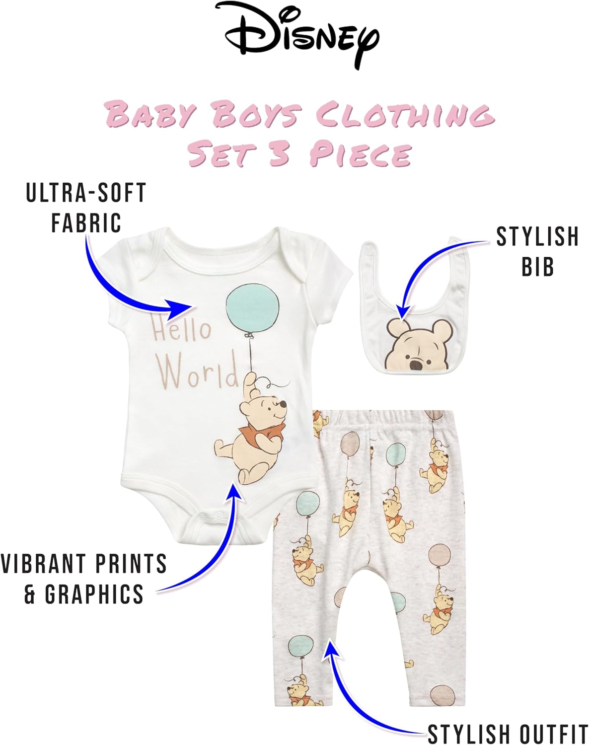 Disney Baby Boys 3-Piece Gift Set