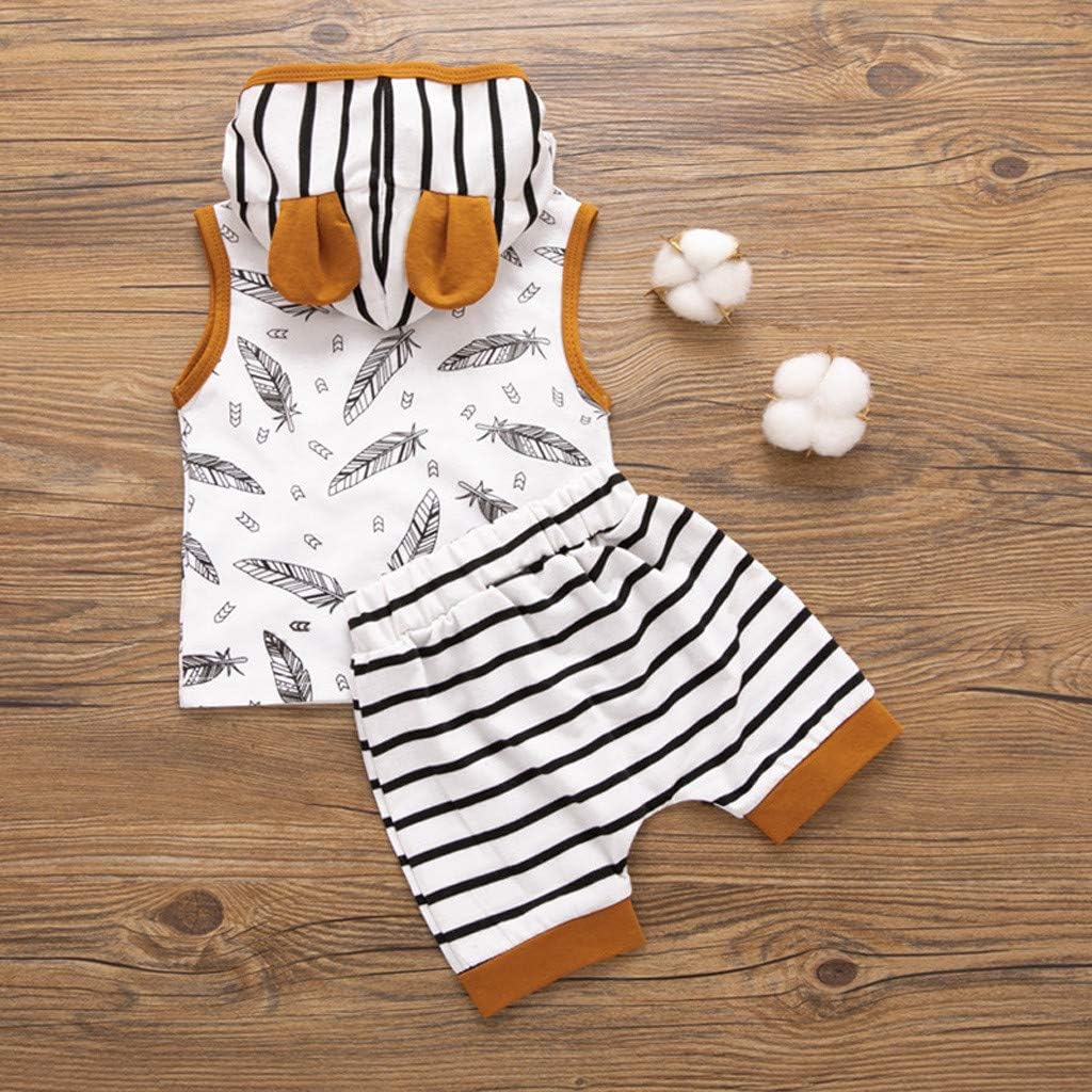Boys Girls Summer Hedgehog Vest Striped Pants Set