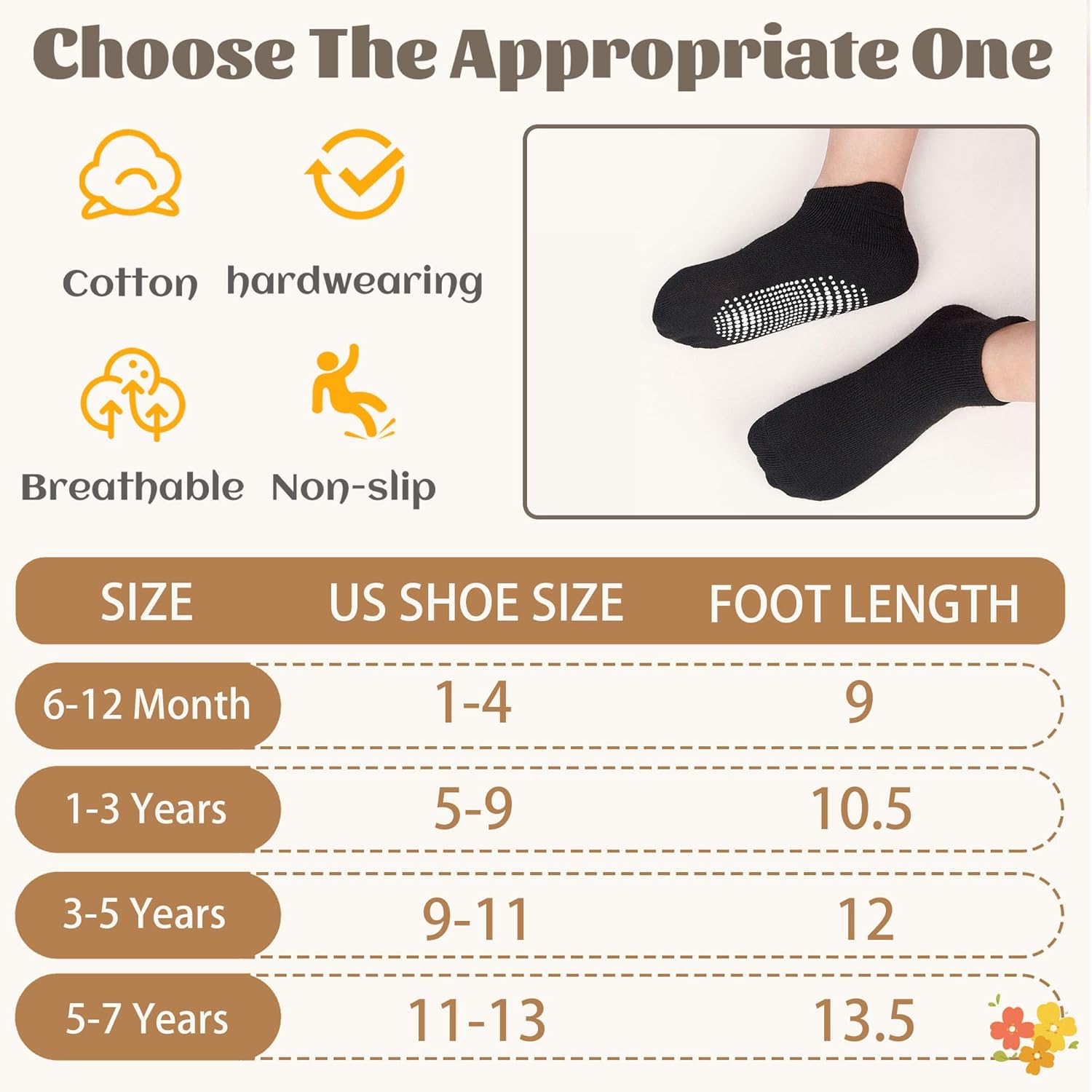 Non-Slip Toddler Socks for 1-7 Years