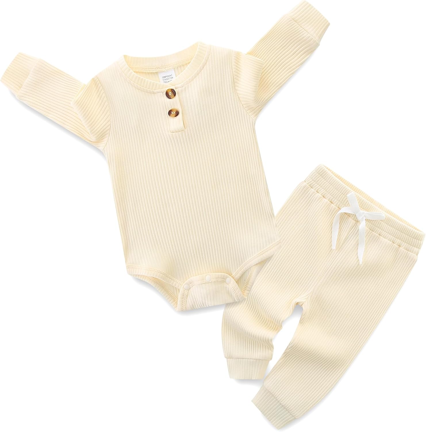 JingleBaBa Jr Super StayUnisex Baby Outfits Long Sleeve Onesie Set with Elastic Knit